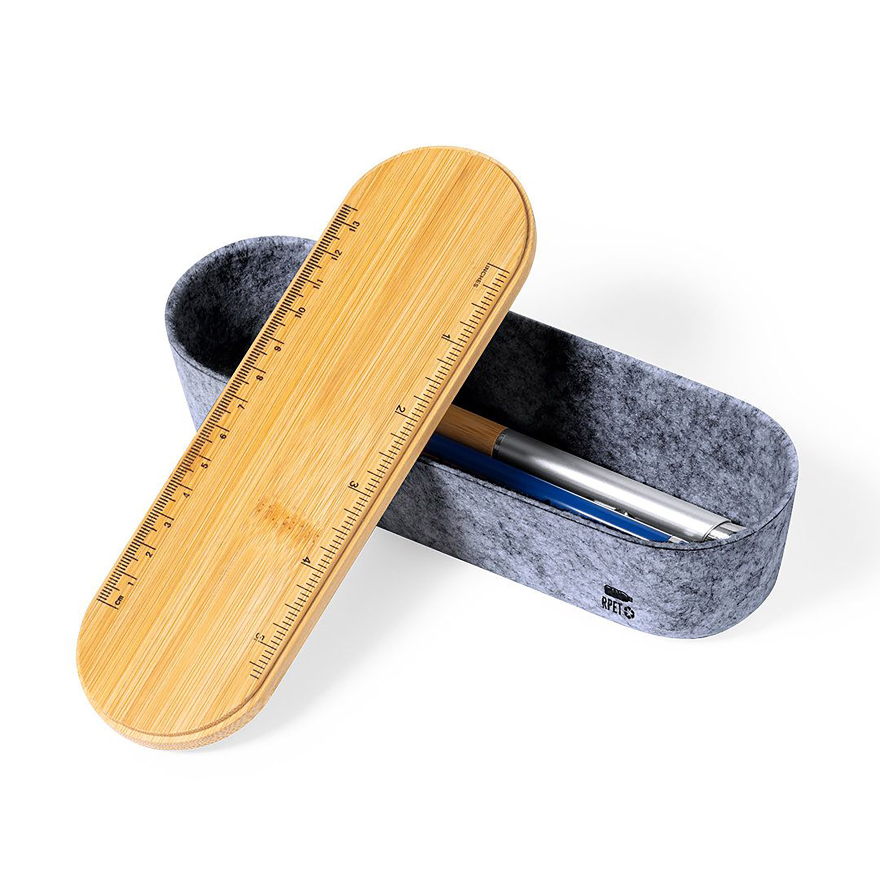 Etui Noah - RPET vilt design | Bamboe deksel | Smartphonehouder