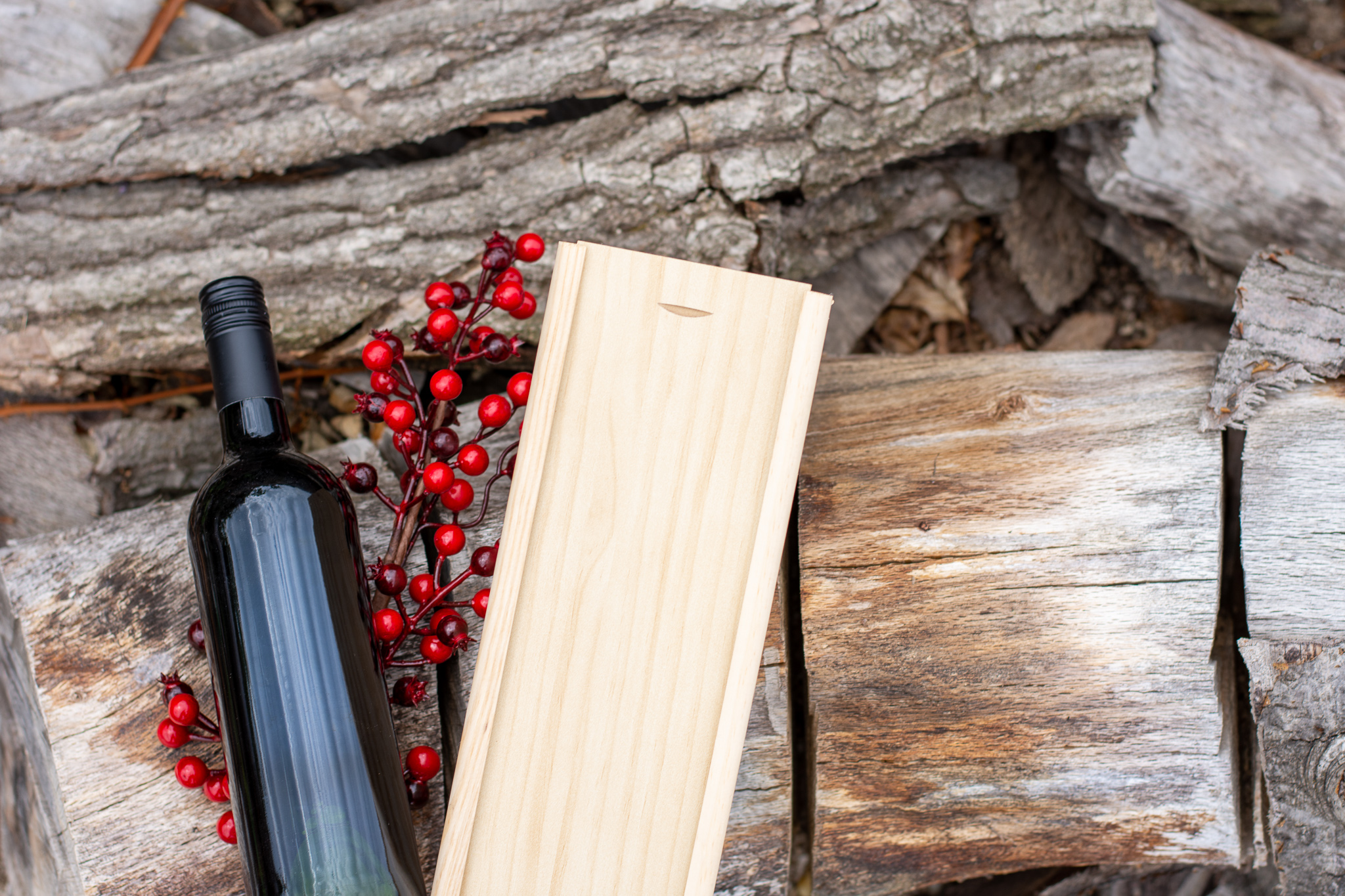 Caisse en bois pour vin – Une bouteille | Bois épais | Couvercle coulissant | Certifié PEFC
