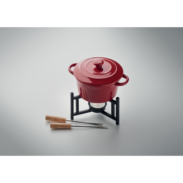Service à fondue en céramique | 300 ml | Avec couvercle | 2 fourchettes incluses