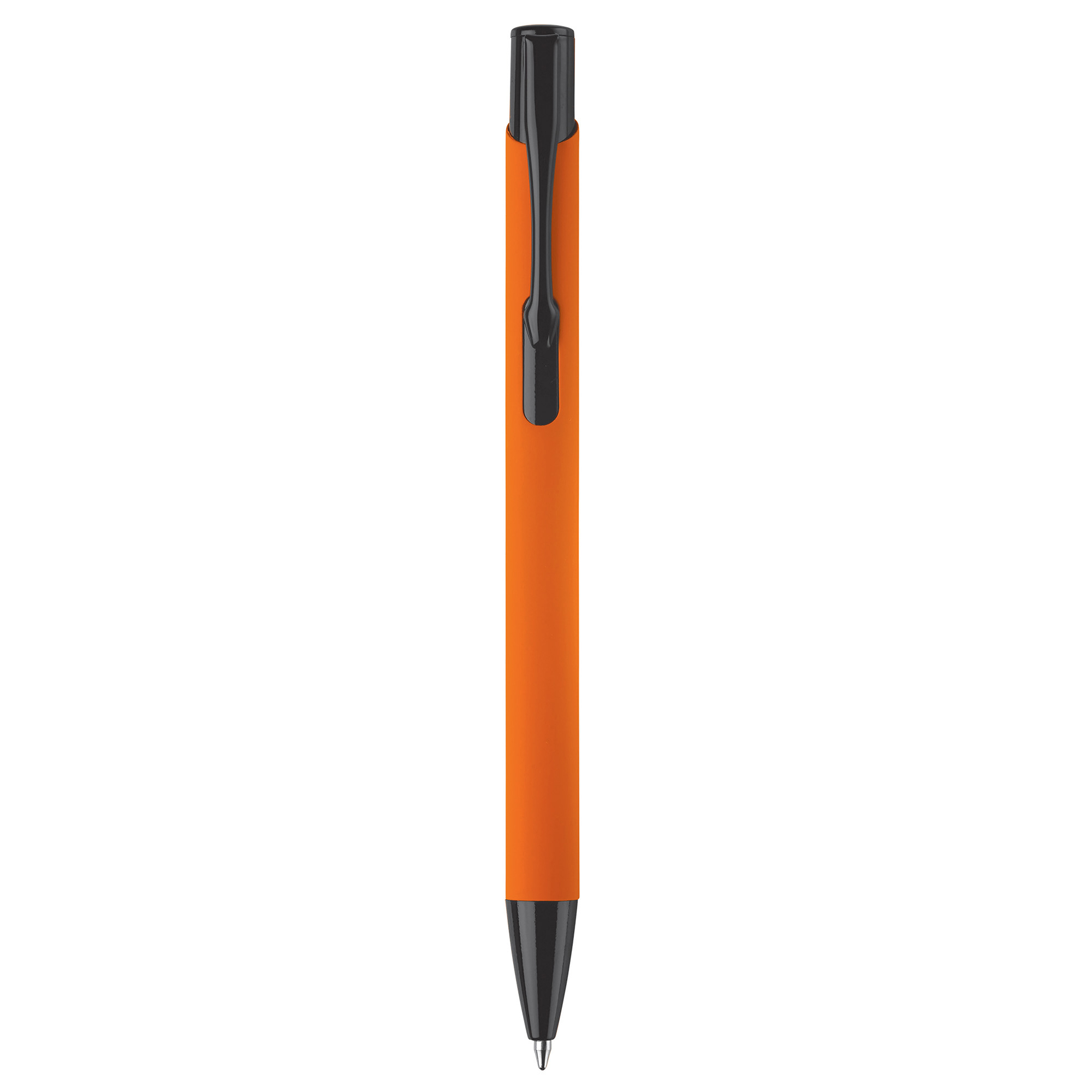 Rubberised metalen balpen – Soft-touch | Matte afwerking | Blauw schrijvend