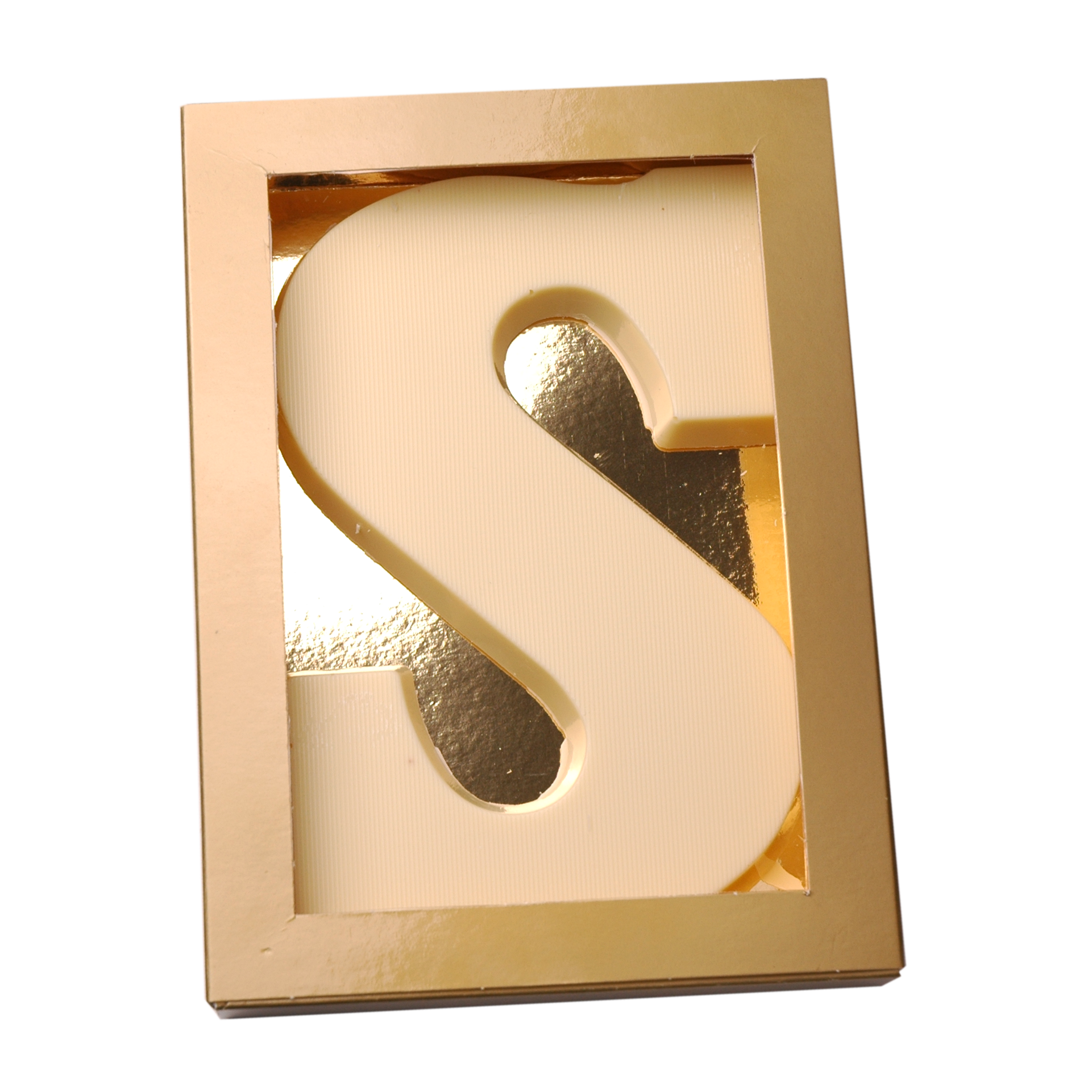 Chocoladeletter S – 200 g | Melk Puur of Wit | Sinterklaas | Vensterdoosje