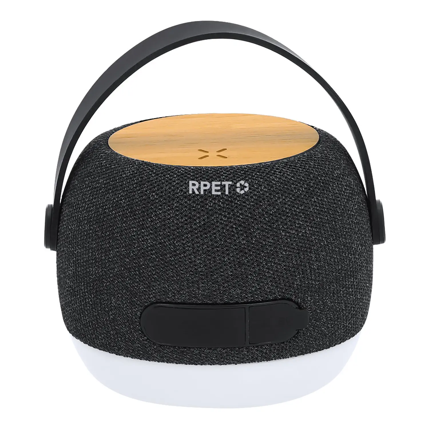 Lautsprecher mit Ladefunktion – 15W kabellos | Bluetooth | LED-Licht | RPET & Bambus