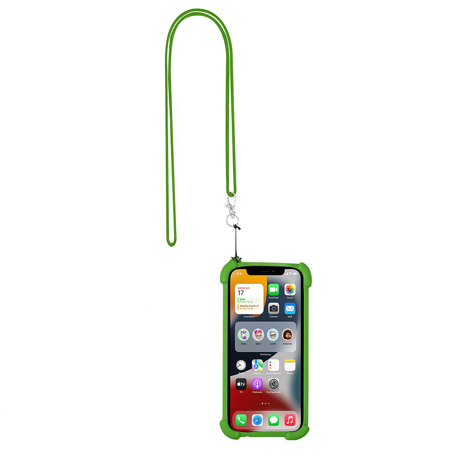 Smartphone lanyard Daan - Siliconen houder | Metalen karabijnhaak | Geïntegreerde standaard