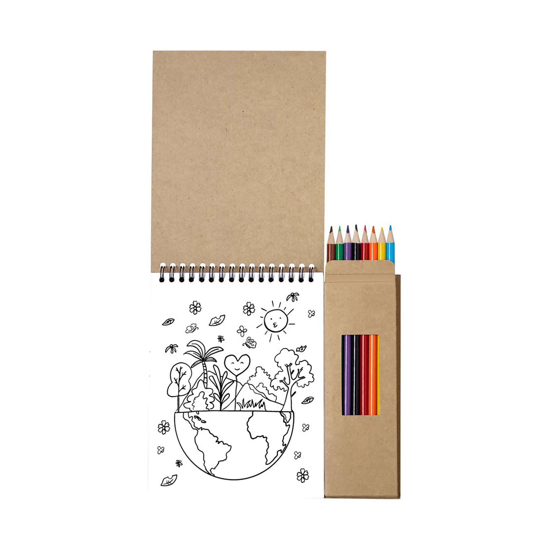 Set scrittura - Cartone riciclato | 8 matite | Blocco note