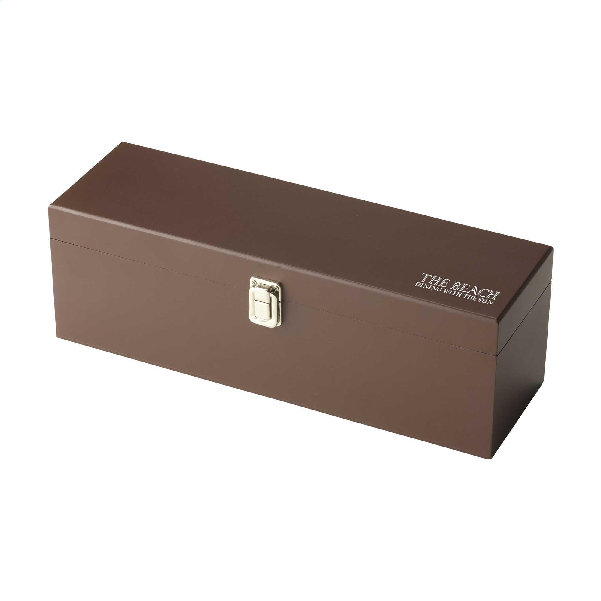 Wijnkist Lio – Hout | Met druppelvanger | Flessenstop | RVS kelnermes | Cadeautip