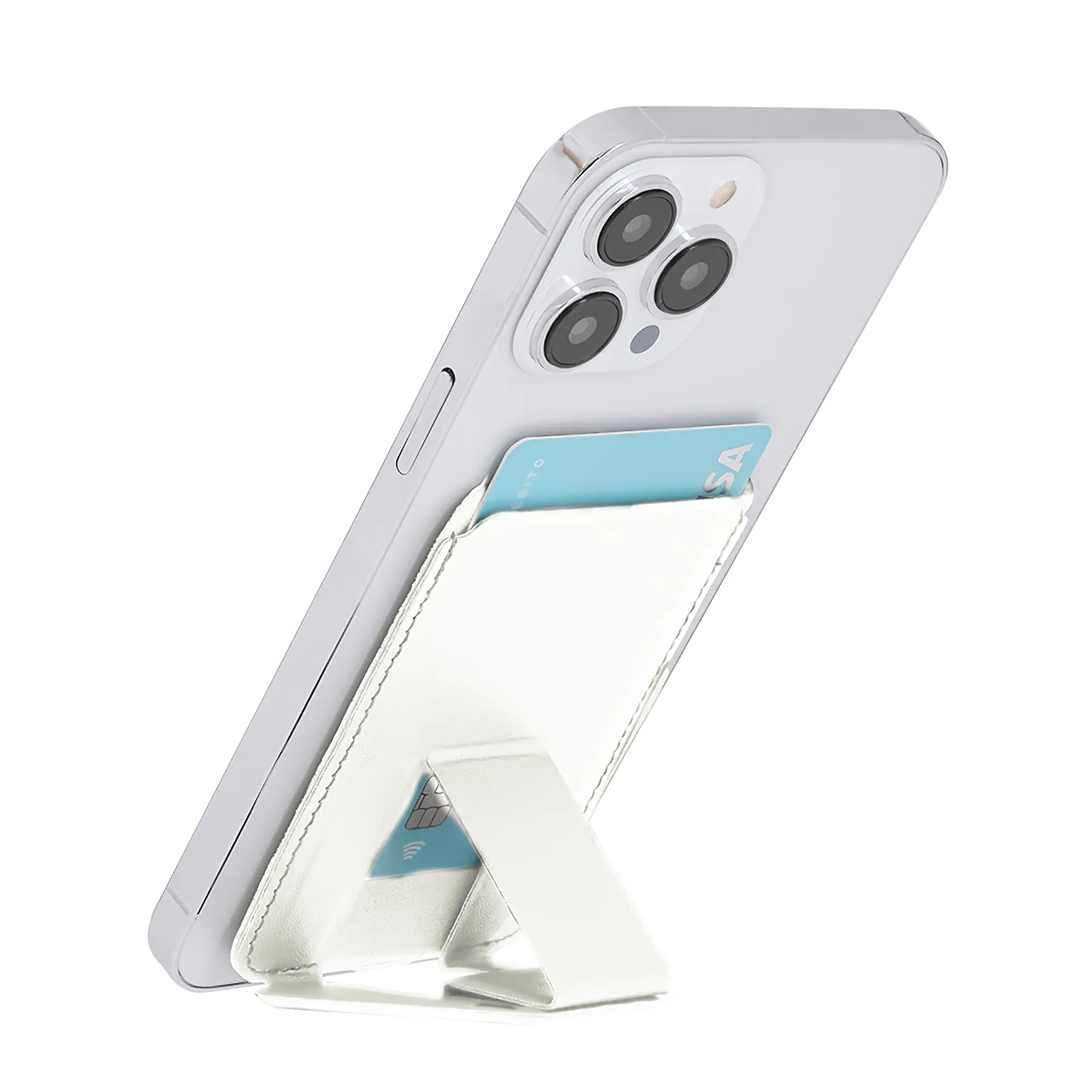 Porte‑cartes – PU recyclé | Dos adhésif | Support téléphone | Compact