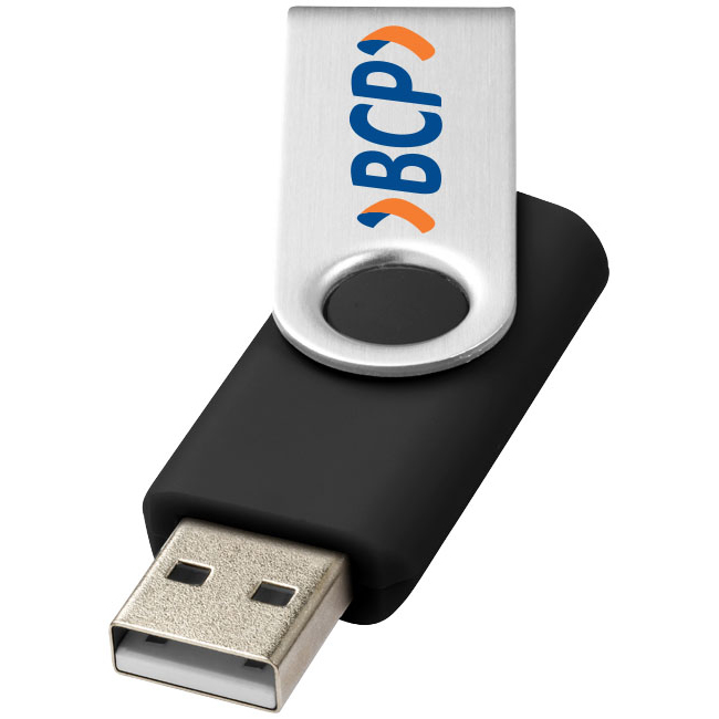 USB-Stick Rotate - Schnell | Silber Kappe + Farbiger Stick | 2 GB | Gravur & Druck