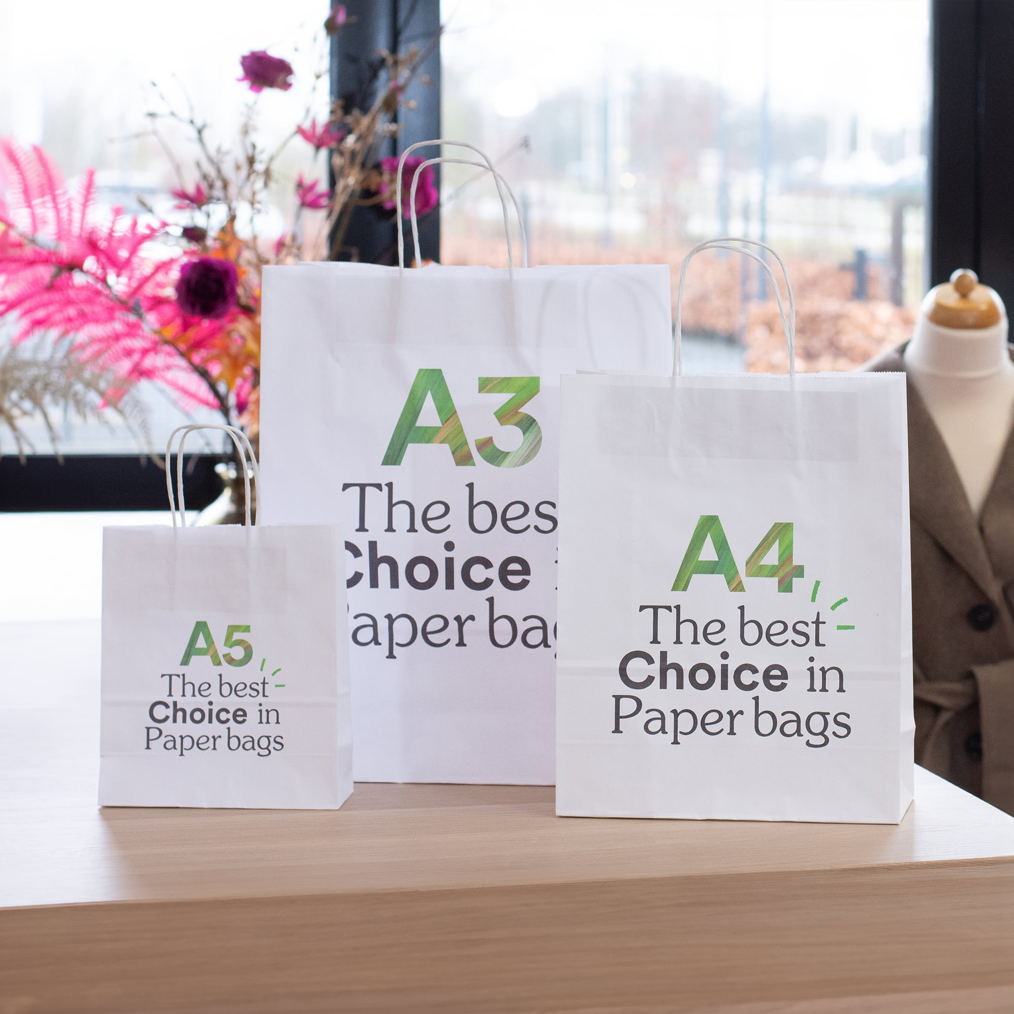 Sac en papier - A3 | Marron ou blanc | Fabriqué en Europe