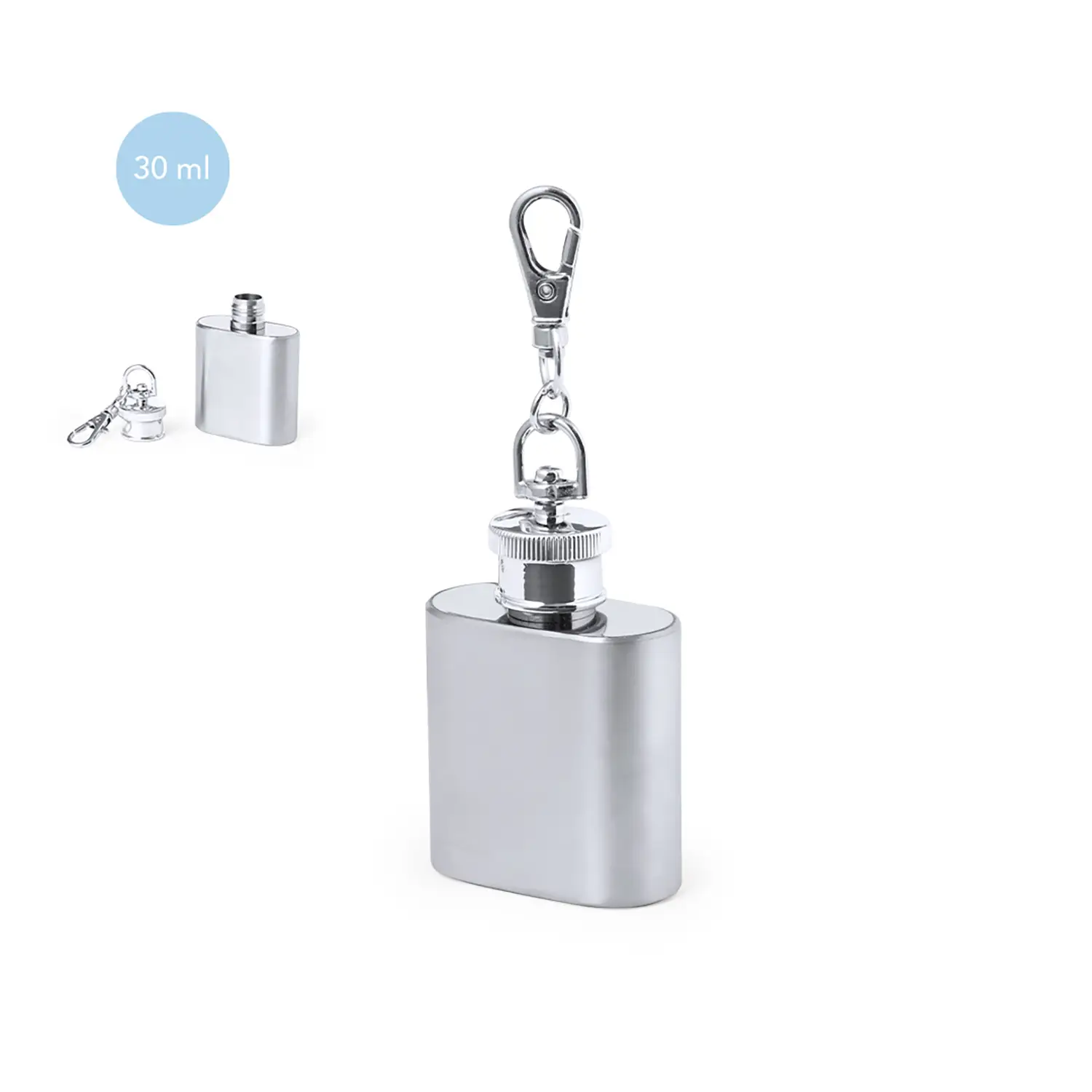 Mini-Flachmann Schlüsselanhänger – Edelstahl | 30 ml | Mit Verschluss