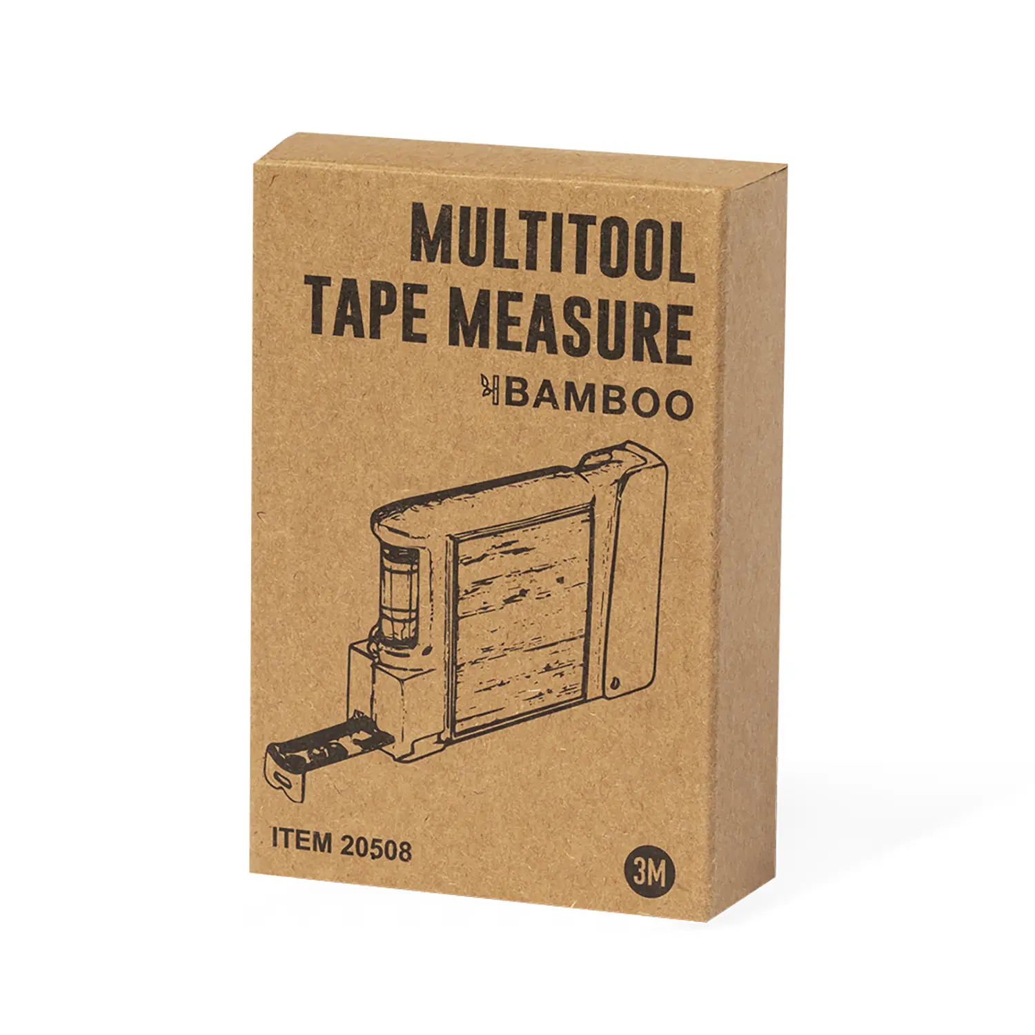3m Multitool-Maßband aus Bambus – Schraubenzieher | 7 Funktionen | Wasserwaage | Kompakt