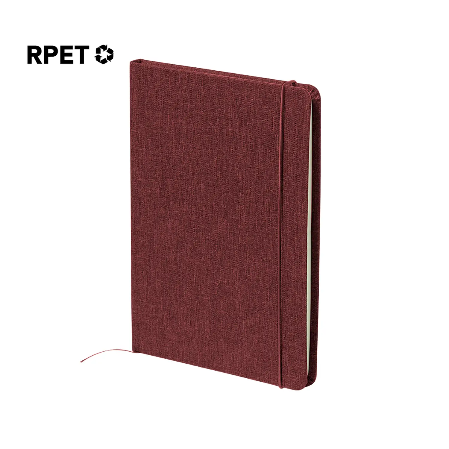 Carnet en RPET rigide – A5 | 80 pages | Fermeture élastique | Recyclé
