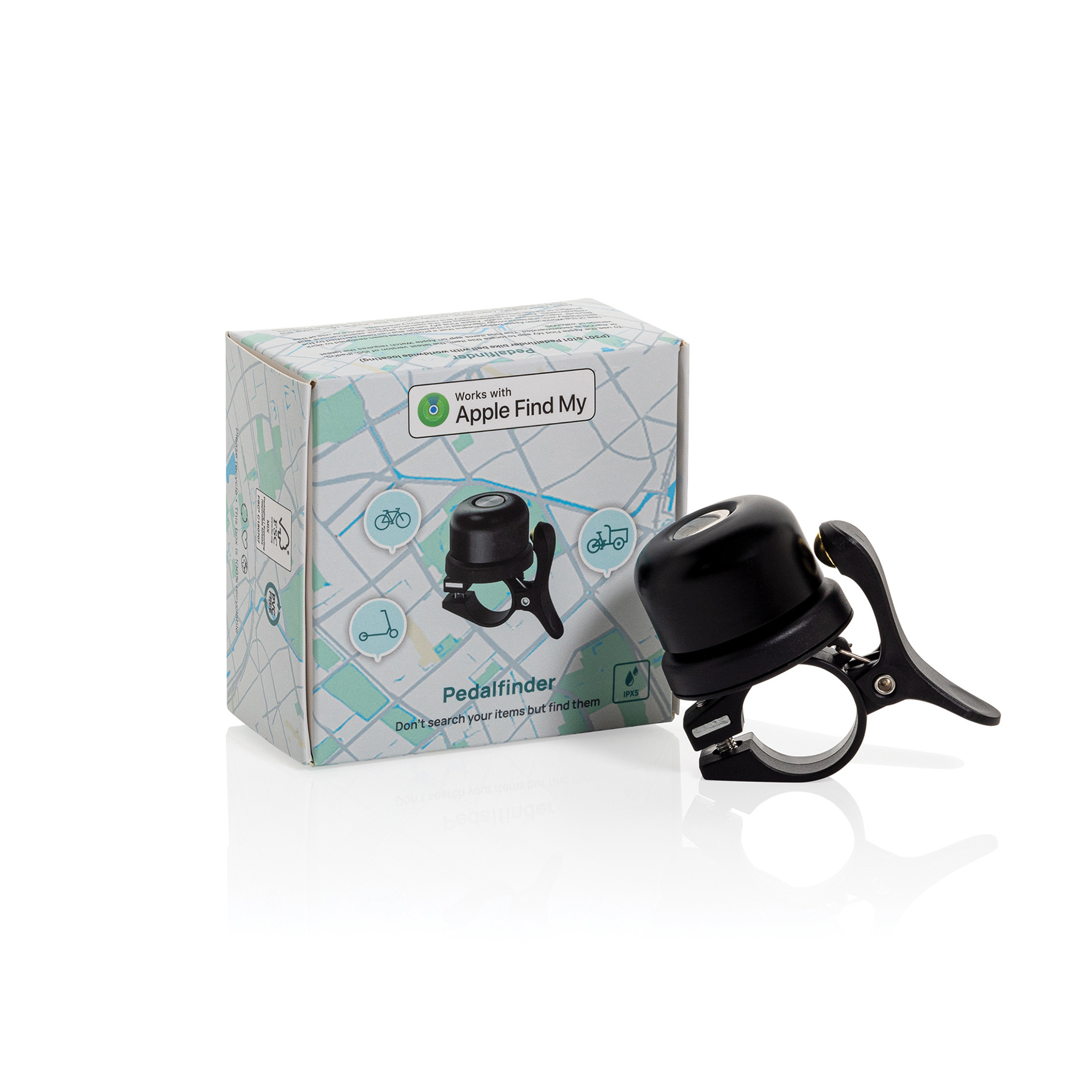 Campanello bici - Tracker Find My integrato | IPX5 impermeabile | Batteria sostituibile