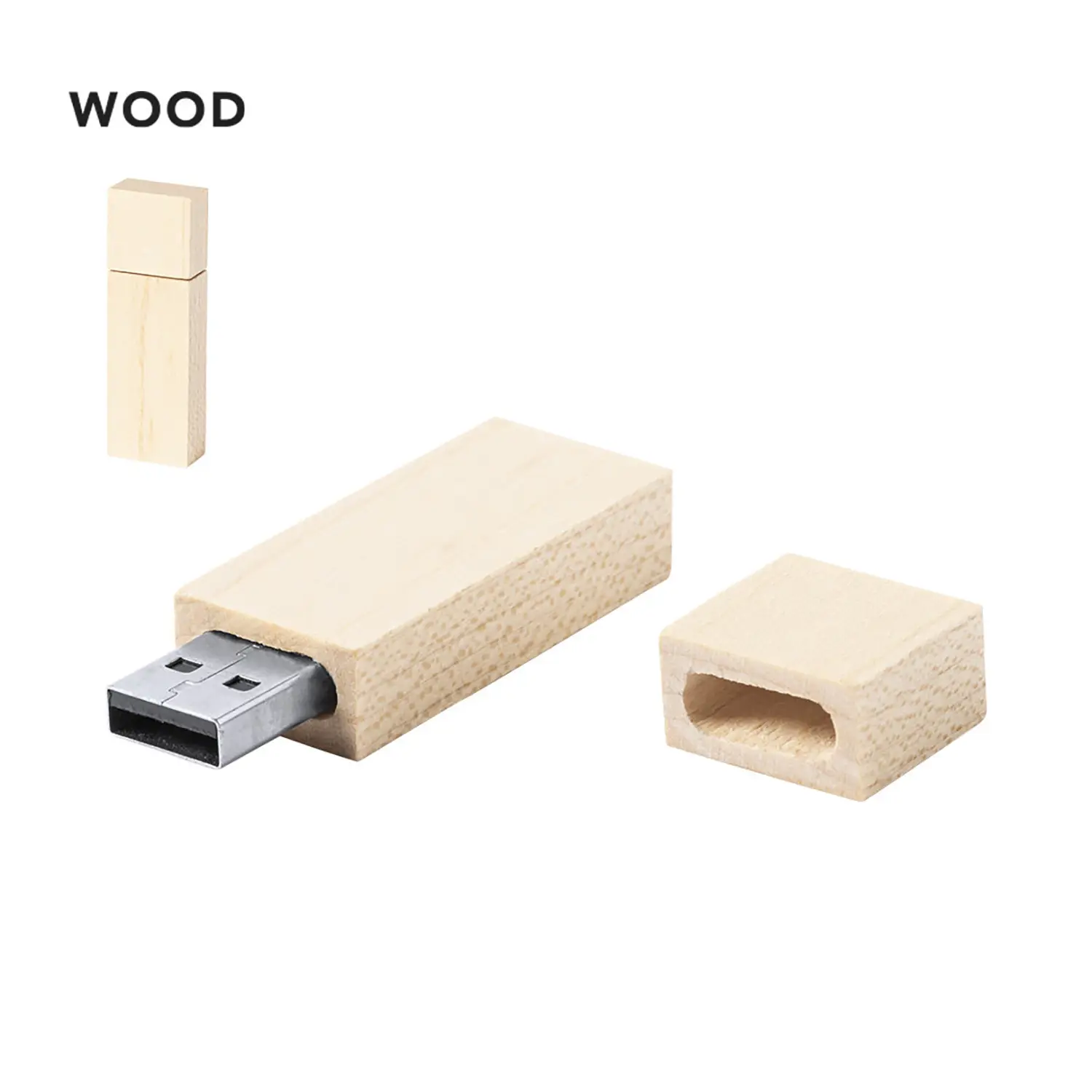 Clé USB 16 Go bois – Avec capuchon | Naturel | Compact | Durable