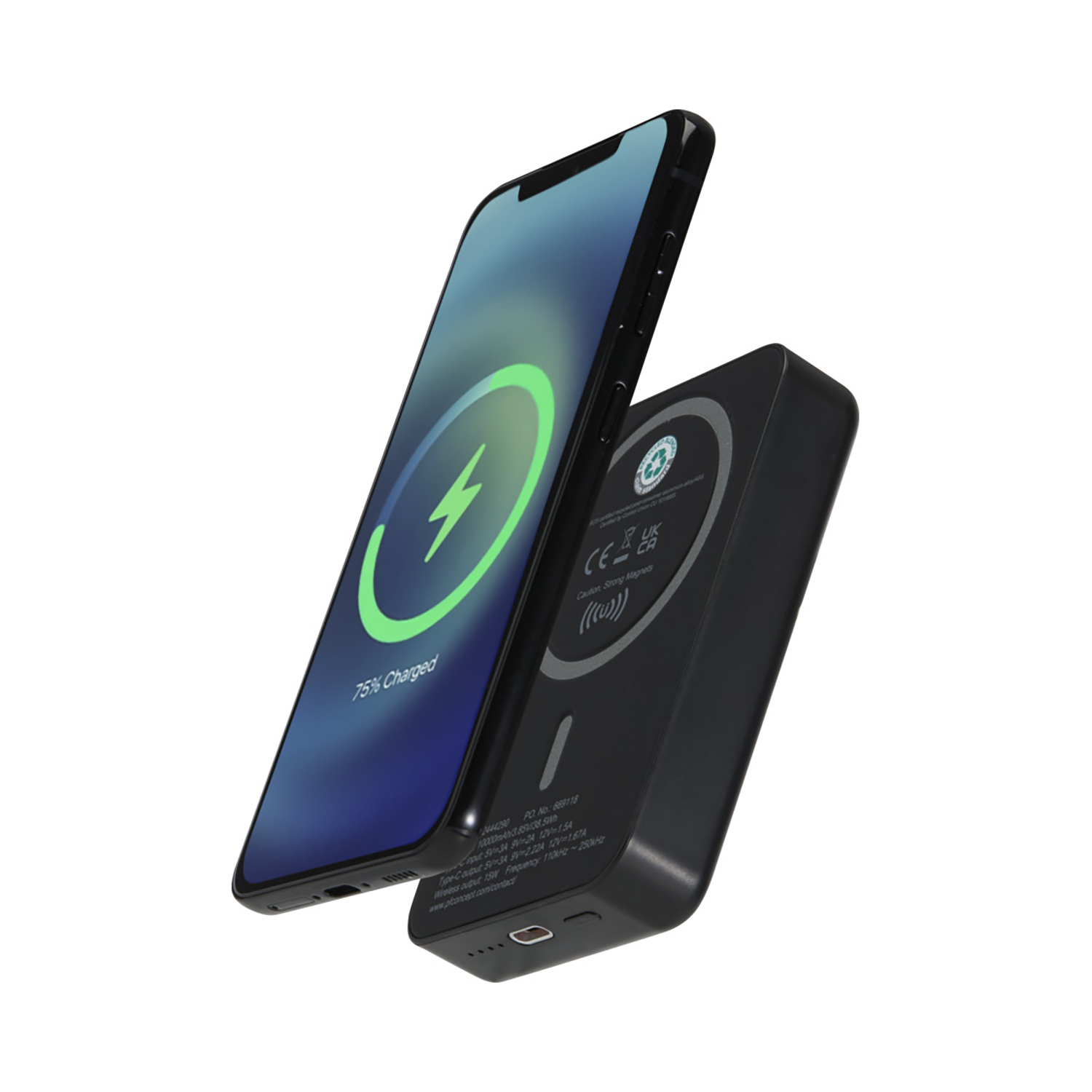 Kabellose Powerbank – 10.000 mAh | 15W MagSafe | 20W USB-C | Recycelter Kunststoff