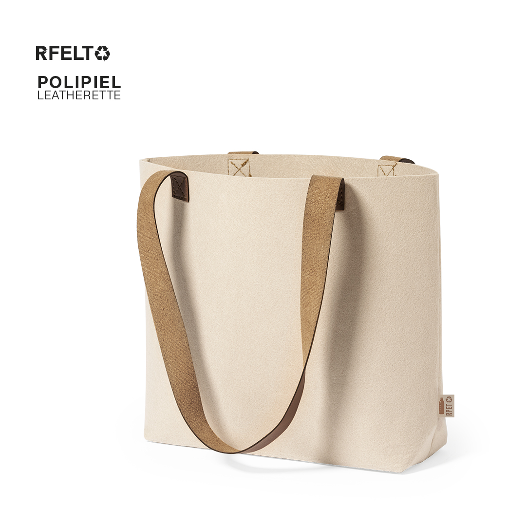 Vilten shopper Shania - RPET| 40x15x42 cm | PU leren handgrepen | 1 kleur bedrukking