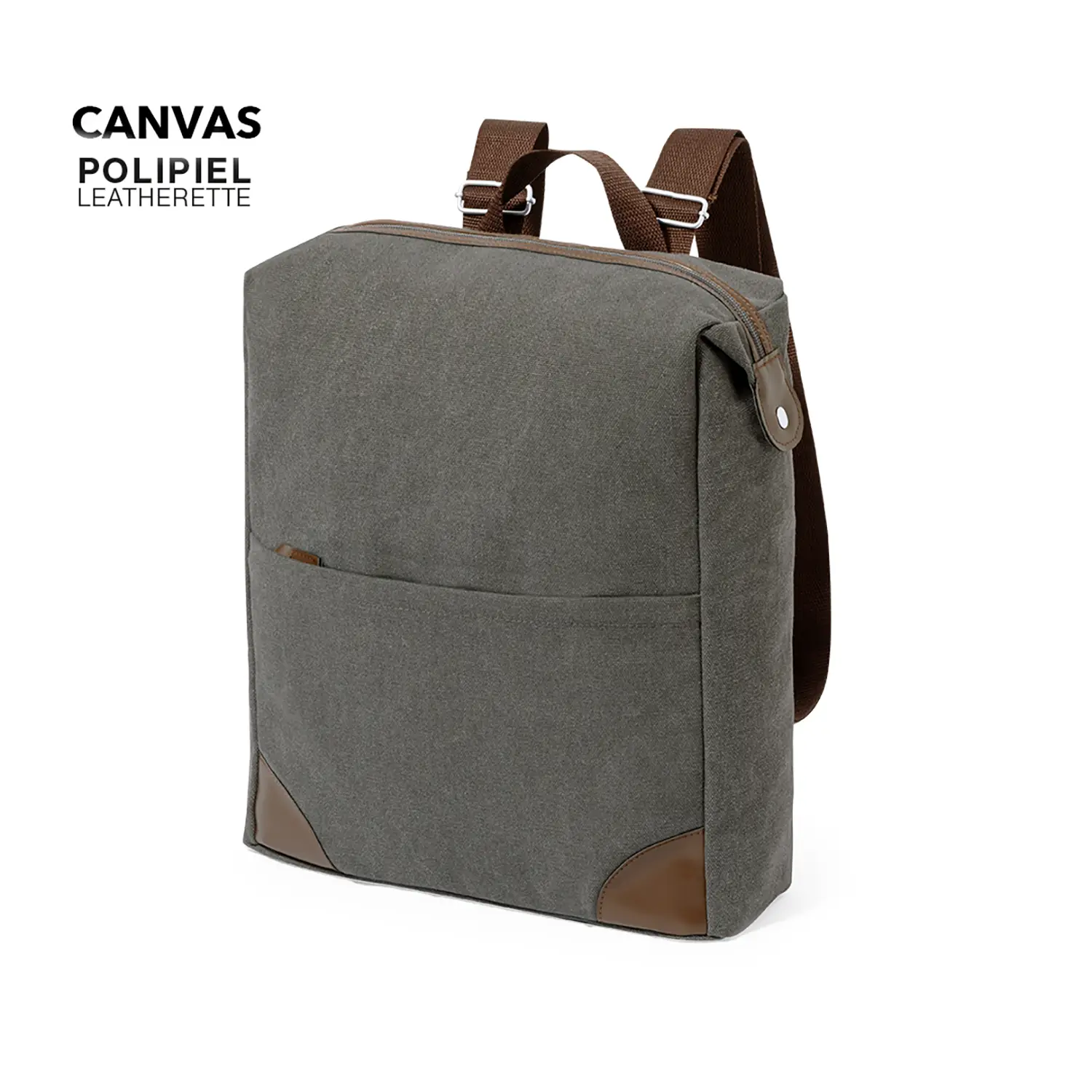 Pu Rucksack Canvas-Rucksack – PU-Details | Laptopfach | Gepolstert | Zeitloses ...