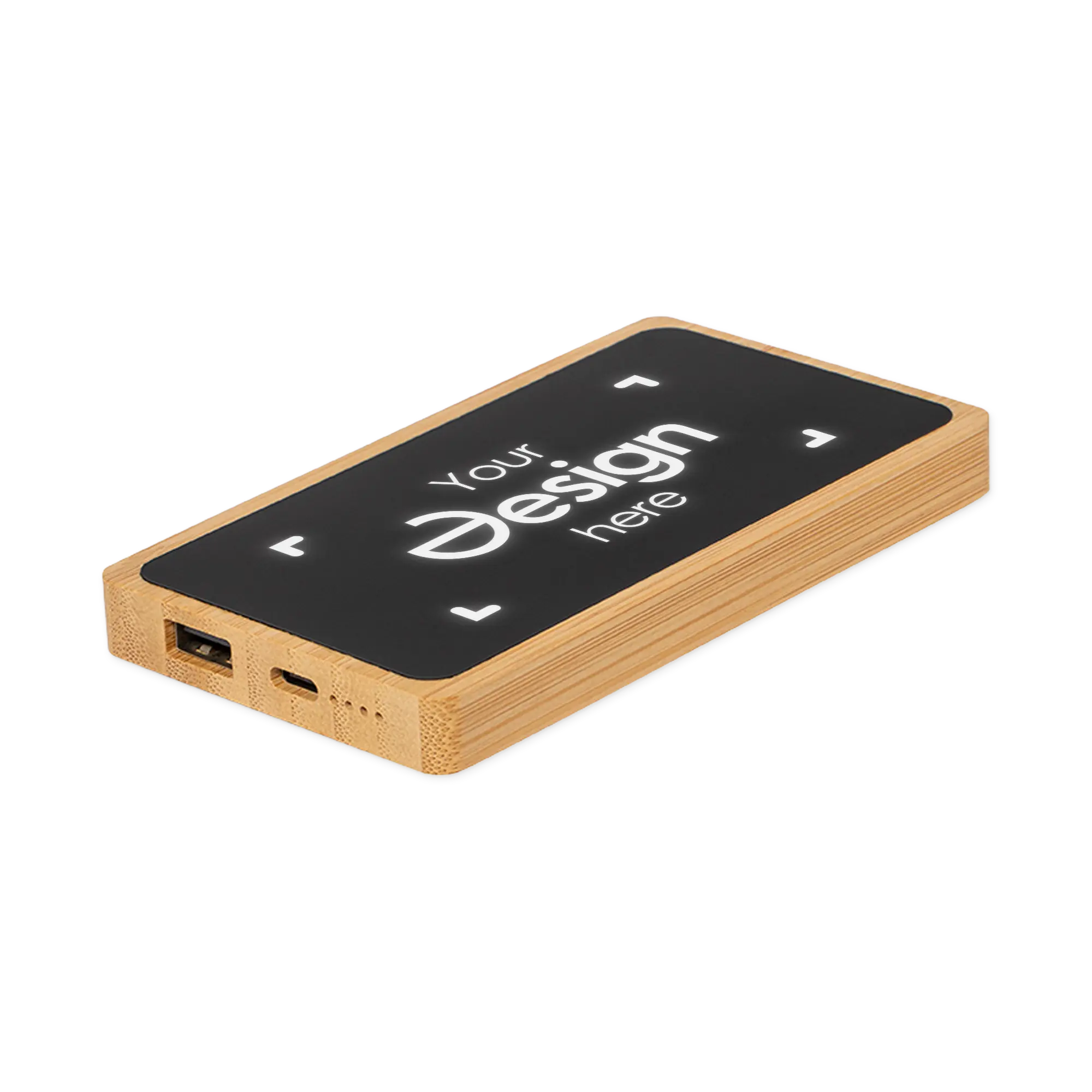 Bambus Powerbank 5000 mAh – USB & Type C | LED-Anzeige | Kompakt