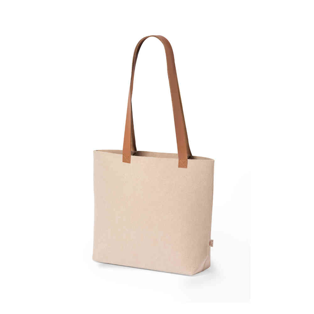 Vilten shopper Shania - RPET| 40x15x42 cm | PU leren handgrepen | 1 kleur bedrukking