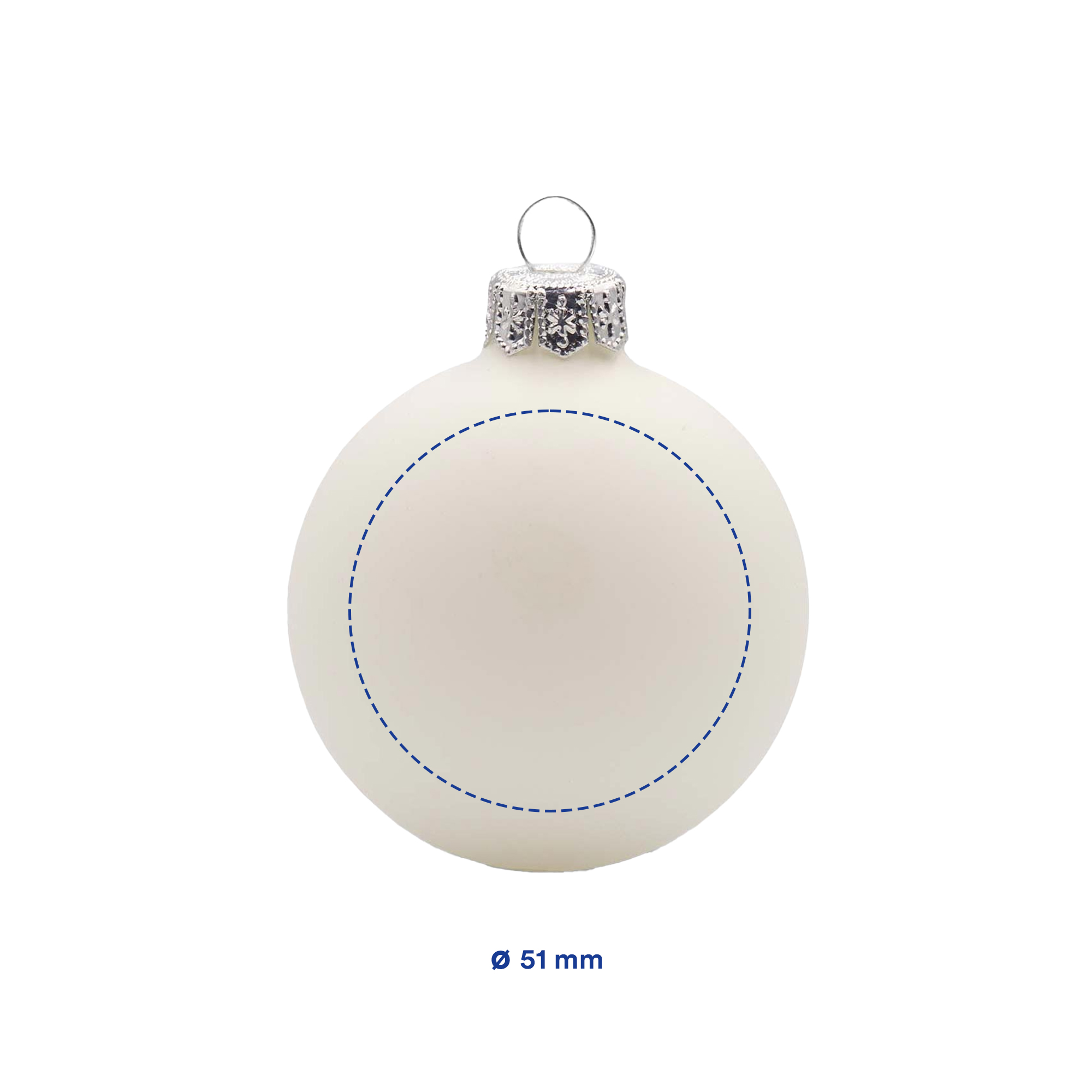 Boule de Noël – 66 mm | Finition brillante | Attache dorée | Impression 1 à 4 couleurs