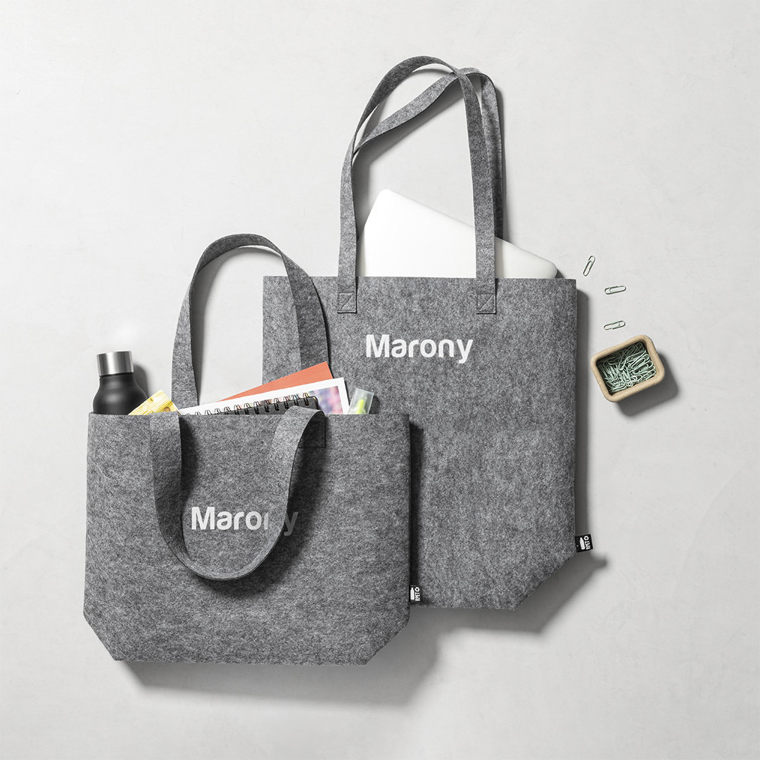 Sac shopper en feutre | PET recyclé | Modèle horizontal | Impression jusqu'à 4 couleurs