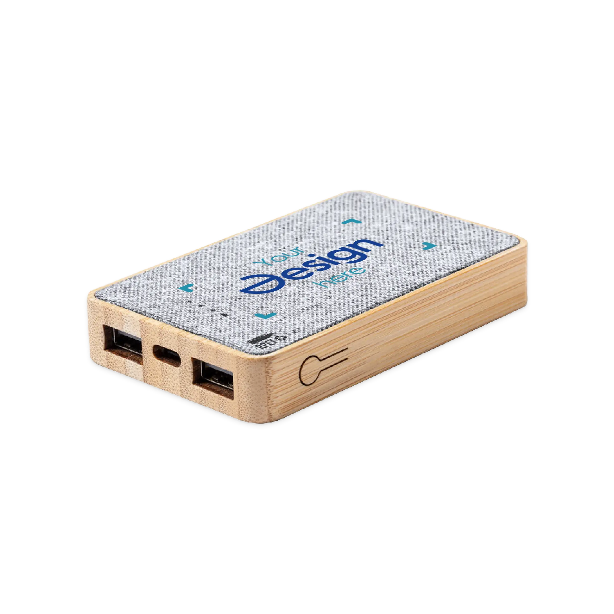 Powerbank Petra| 5000 mAh | RPET | Bamboe Detail | Dubbele USB | Compact