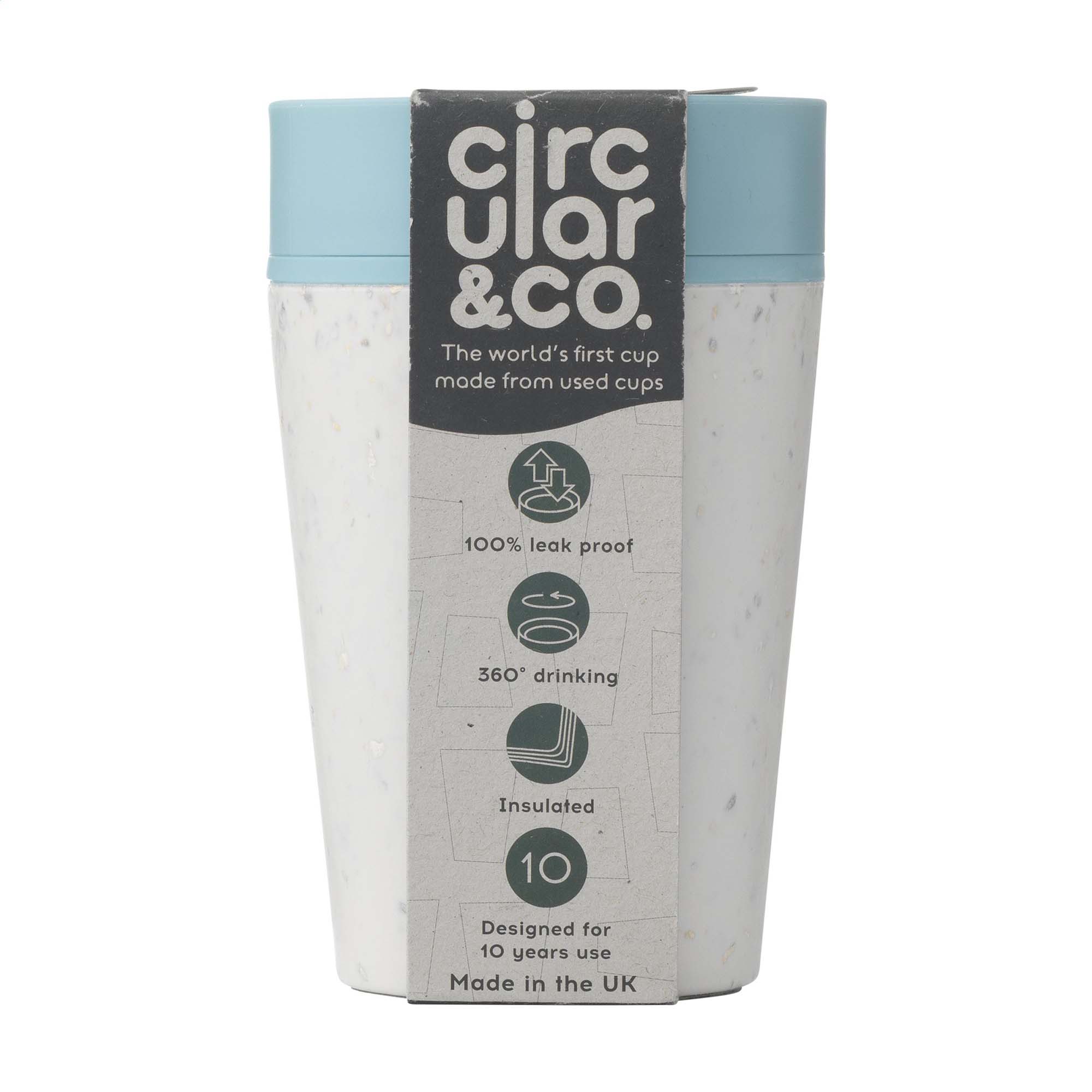 Mug Circular&Co® Blanc - 227 ml | Recyclé | Blanc avec couvercle coloré