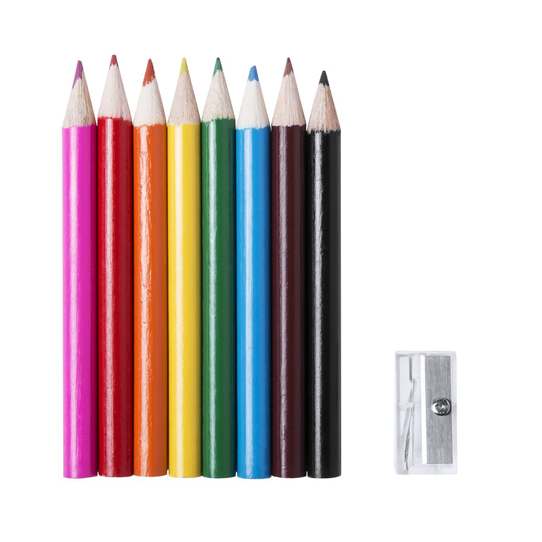 Trousse RPET Krolan - Polyester 420D | 8 Crayons Couleur + Taille-Crayon | Mousqueton