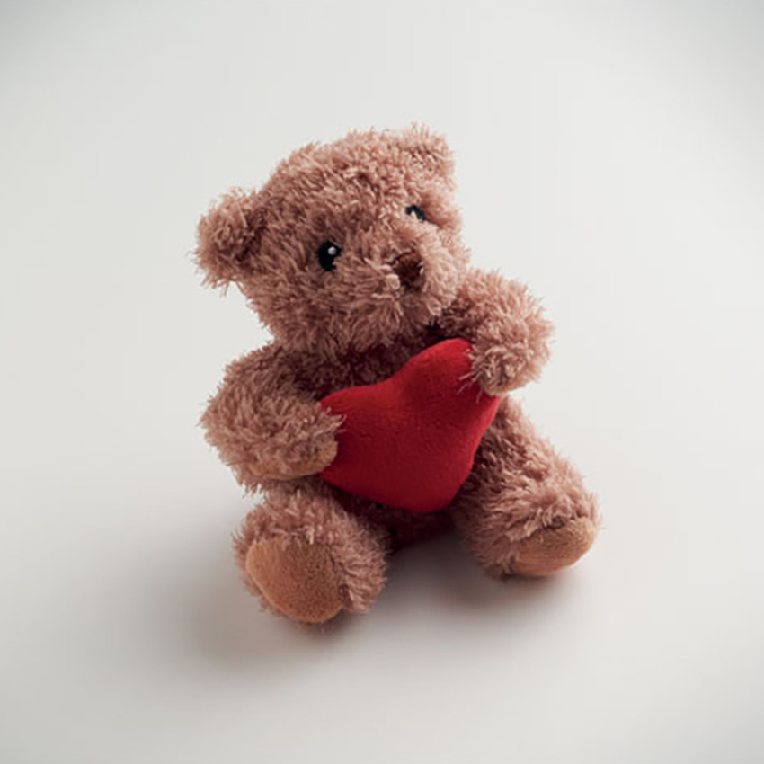 Knuffelbeer Hart – Pluche | Geborduurde Details | 13×16 cm | Polyester