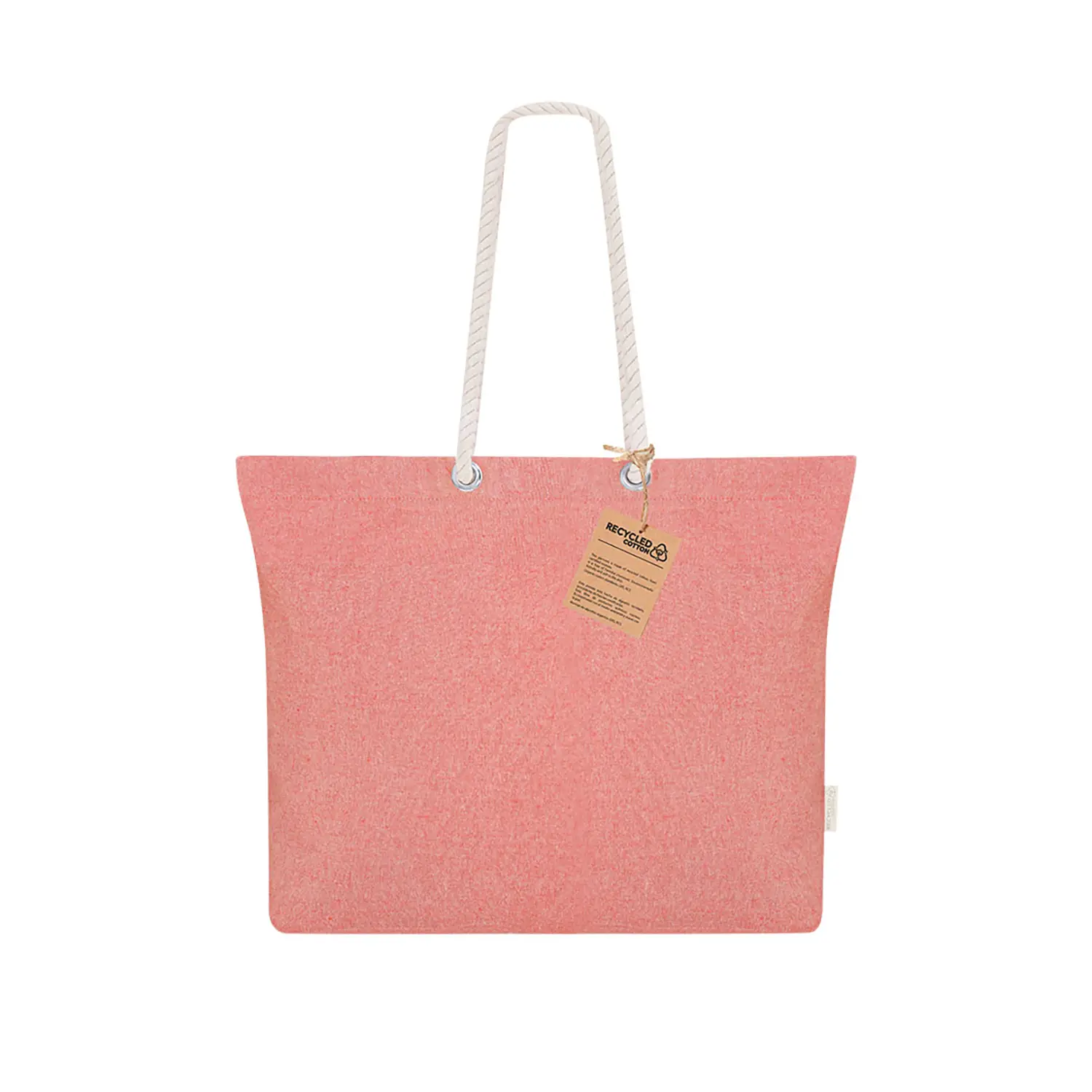 Tas Eco – Gerecycled katoen | 220 g/m² | Gevouwen bodem | Gevlochten handgrepen
