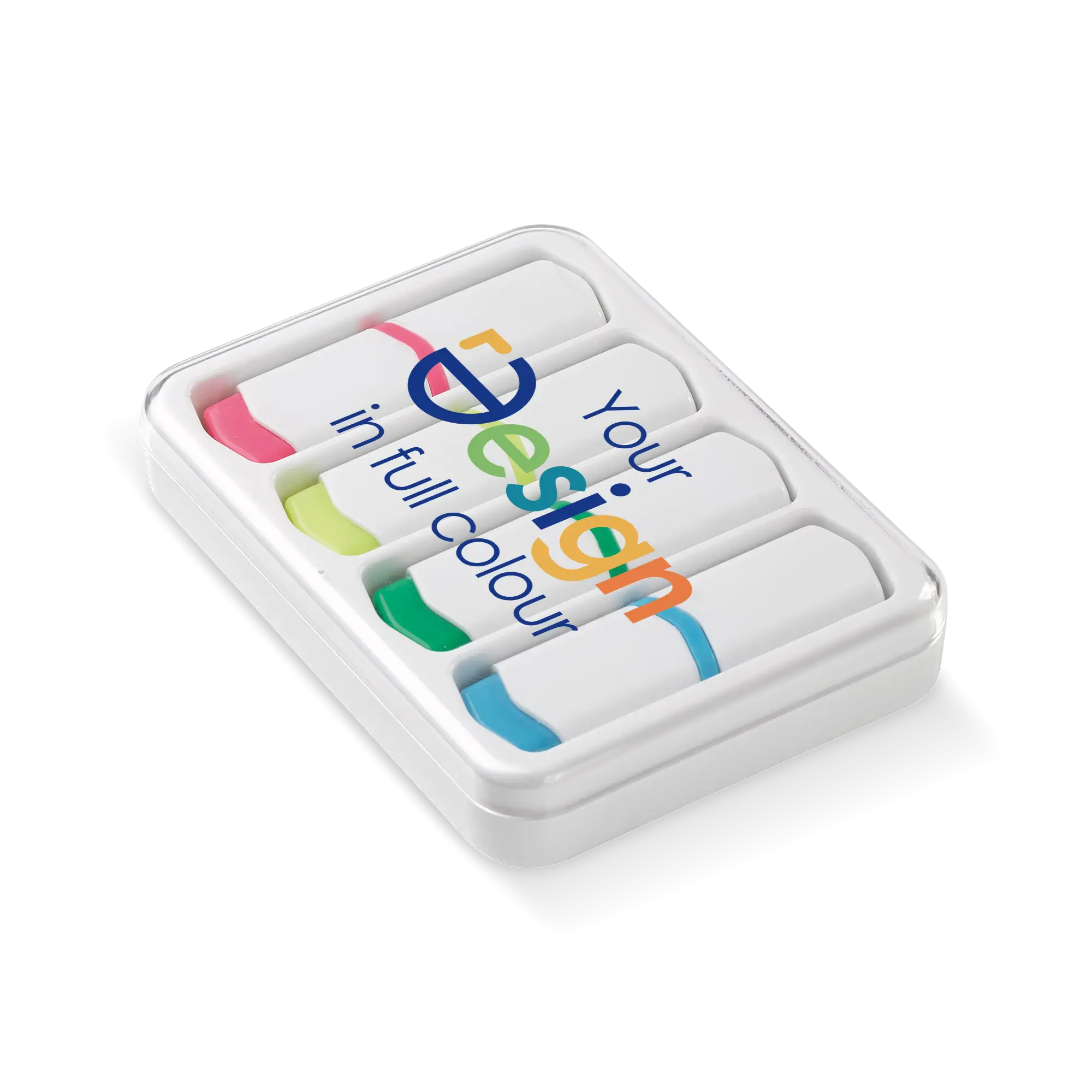 Mini-Textmarker-Set – 4 Stück | Kompakt | Leuchtende Farben | Im Etui