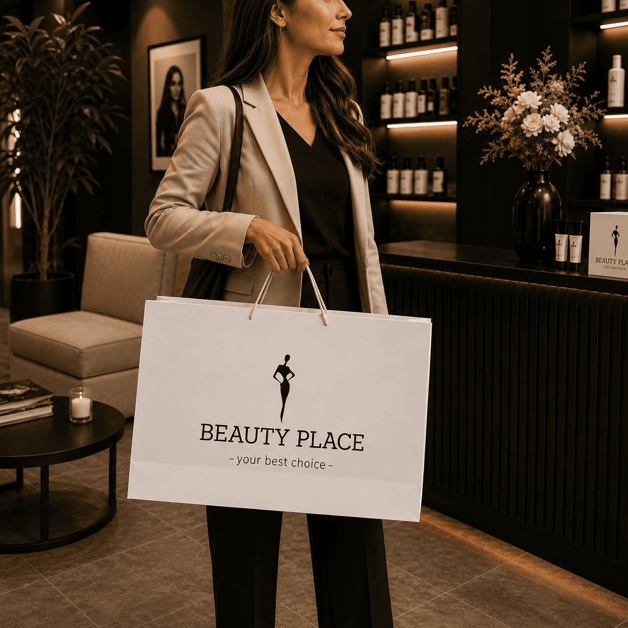 Glossy papieren shopper Elda - A3 | PEFC-gecertificeerd | Full Colour