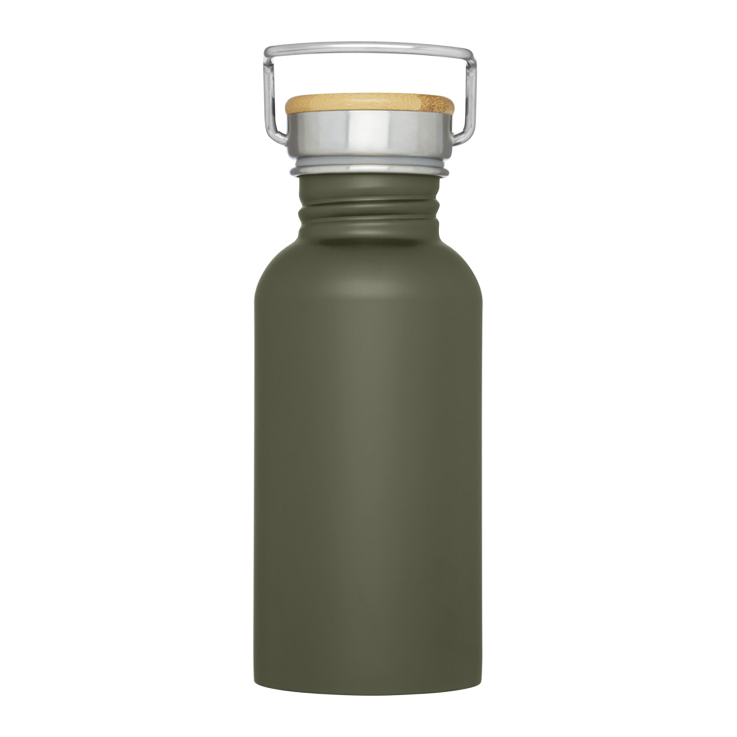 Bouteille – 550 ml | Acier inox simple paroi | Bouchon en bambou | Anse de transport