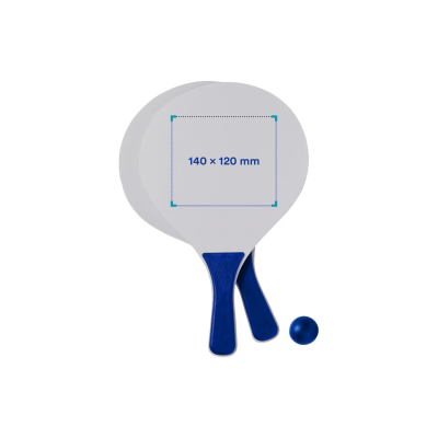 Set de tennis de plage | Rouge ou bleu | Dans un sac en maille | Impression jusqu'à 2 couleurs