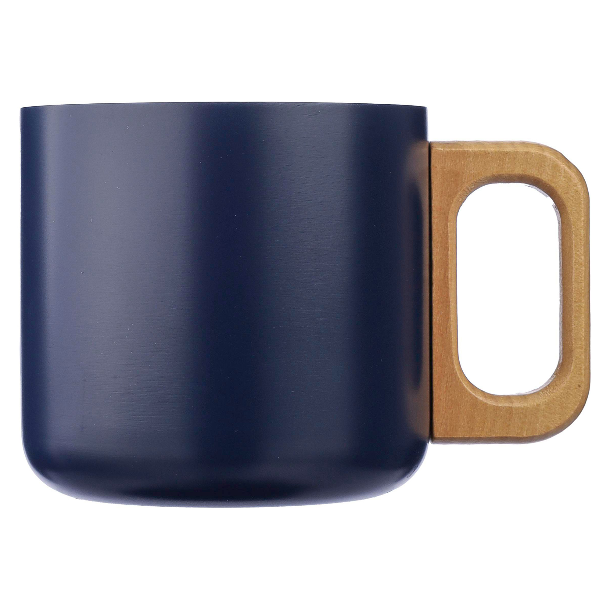 Beker Enzo – 400 ml | Gerecycled RVS | Dubbelwandig | Houten handgreep