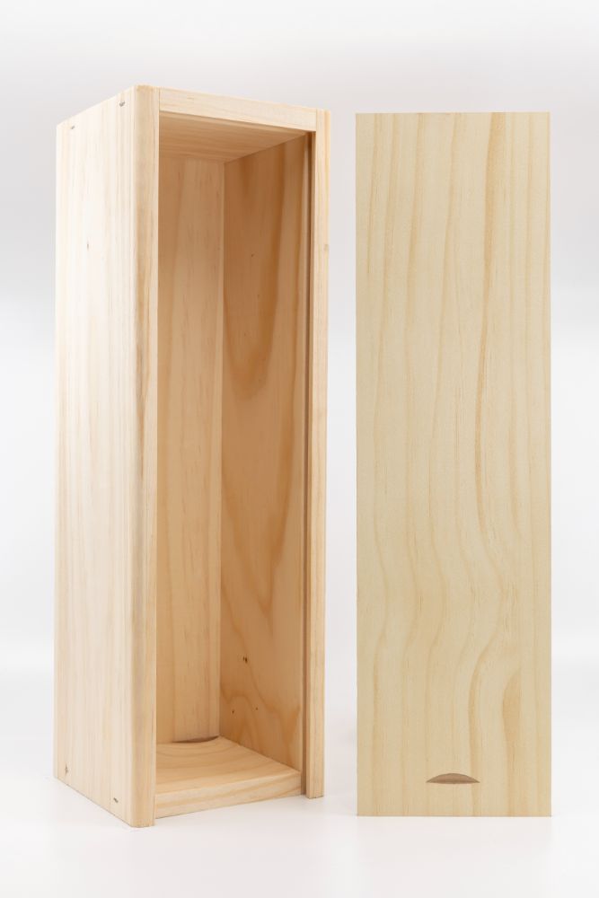Caisse en bois pour vin – Une bouteille | Bois épais | Couvercle coulissant | Certifié PEFC