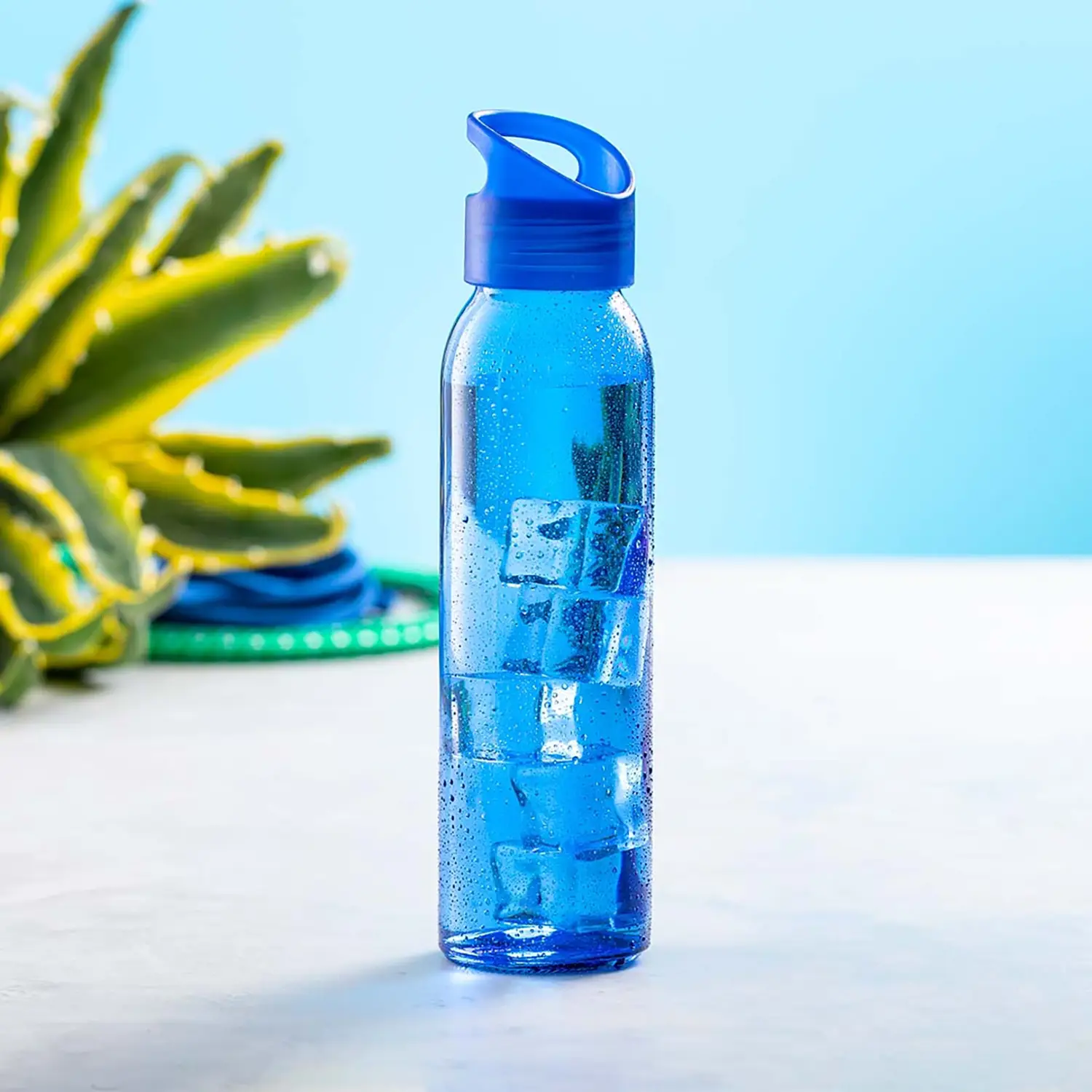 Glazen fles Siri – 470 ml | Schroefdop in kleur | BPA-vrij | Met geschenkdoos