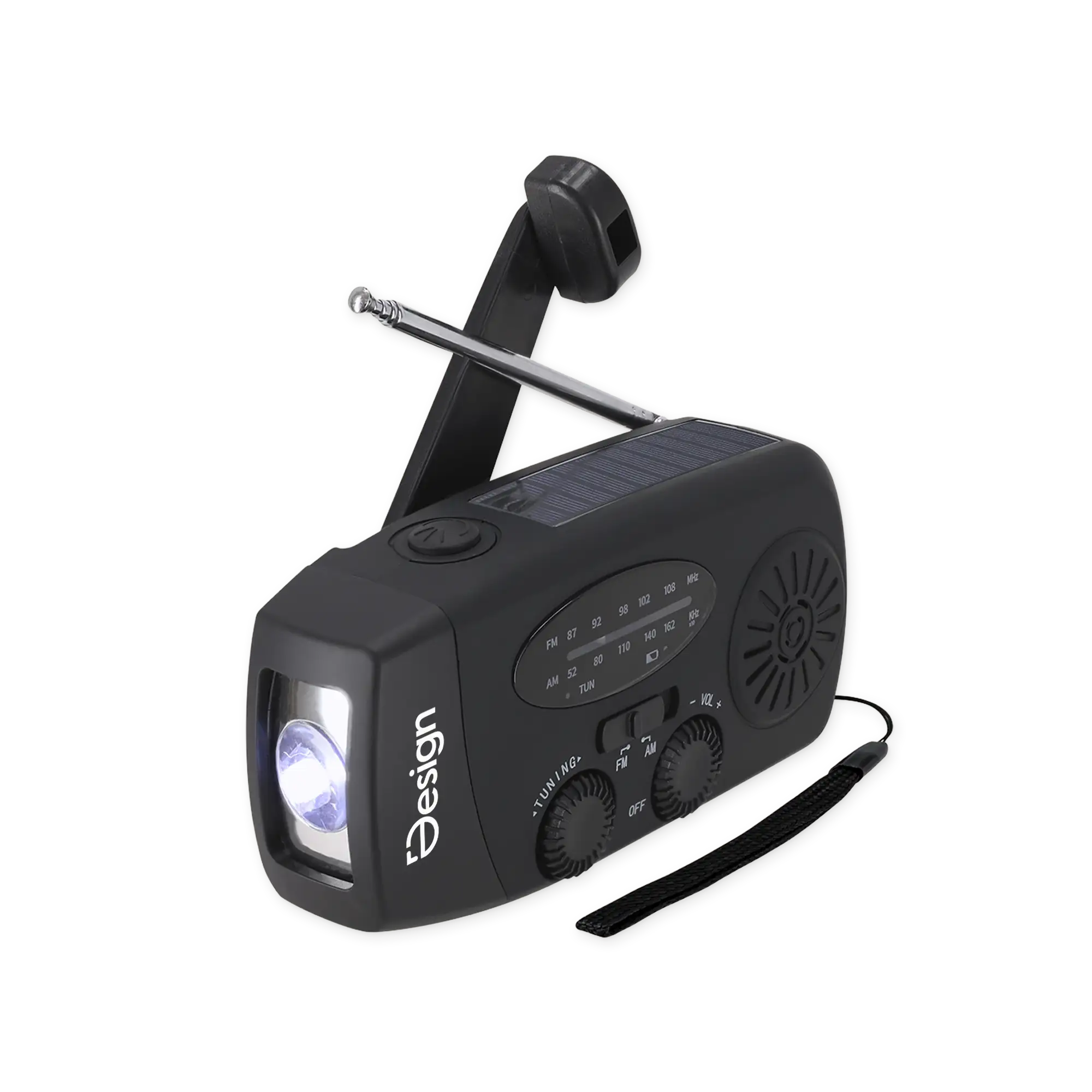 Notfallradio – AM/FM | LED-Taschenlampe | Solarpanel | Dynamo | 2000 mAh | USB-Ausgang