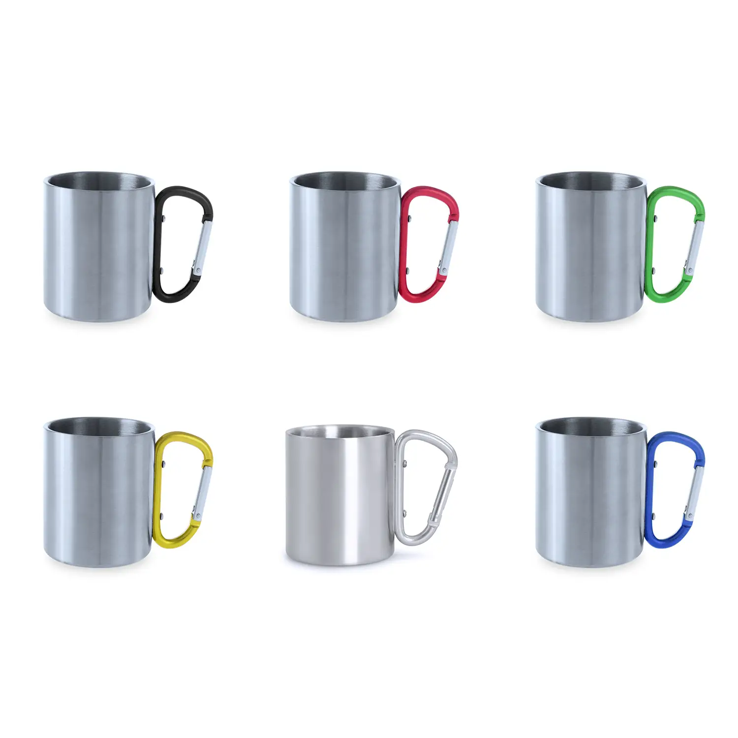Mug métallisé – 220 ml | Acier inoxydable | Finition brillante | Anse mousqueton