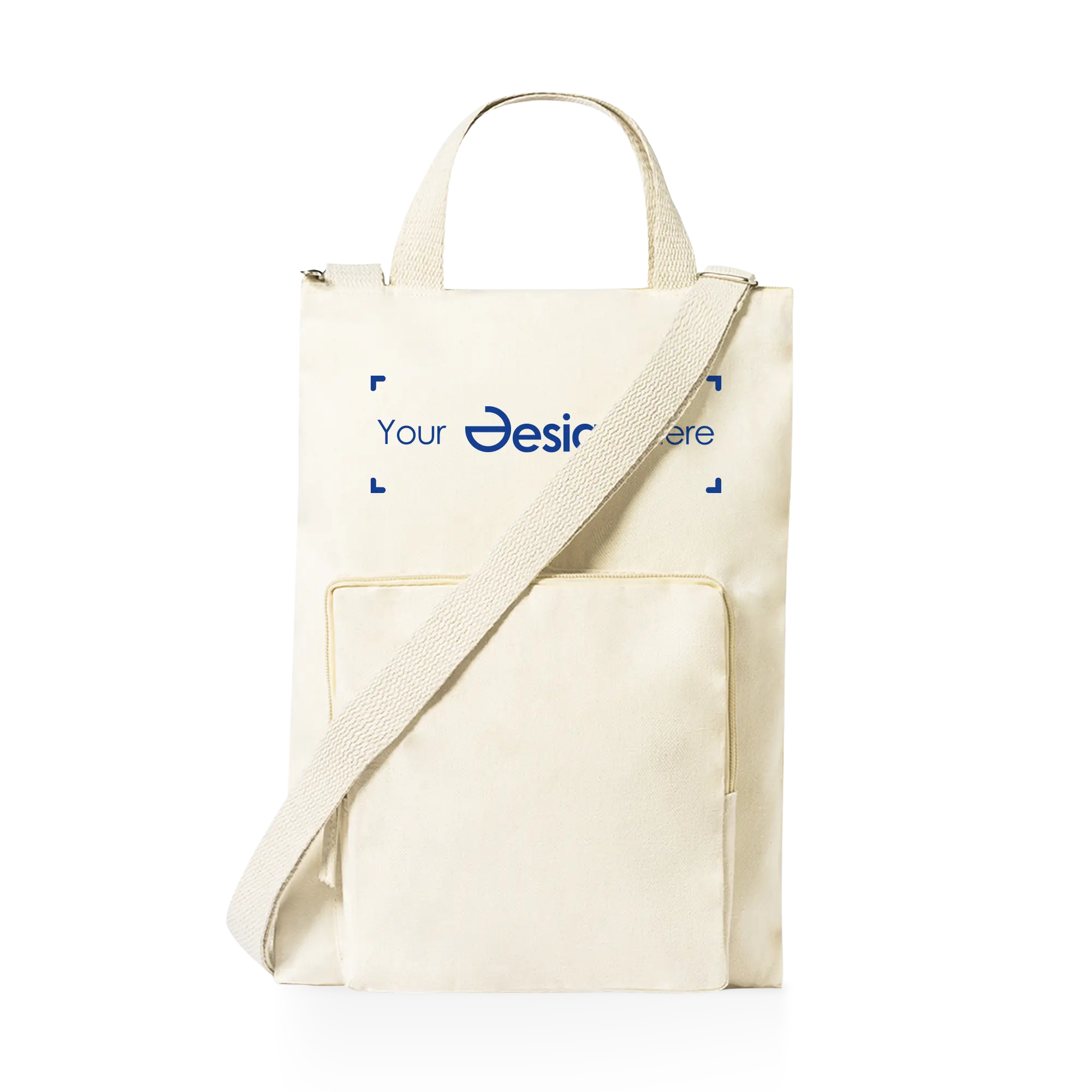 Housse PC toile – 15 pouces | Poche frontale | Intérieur matelassé | Nature