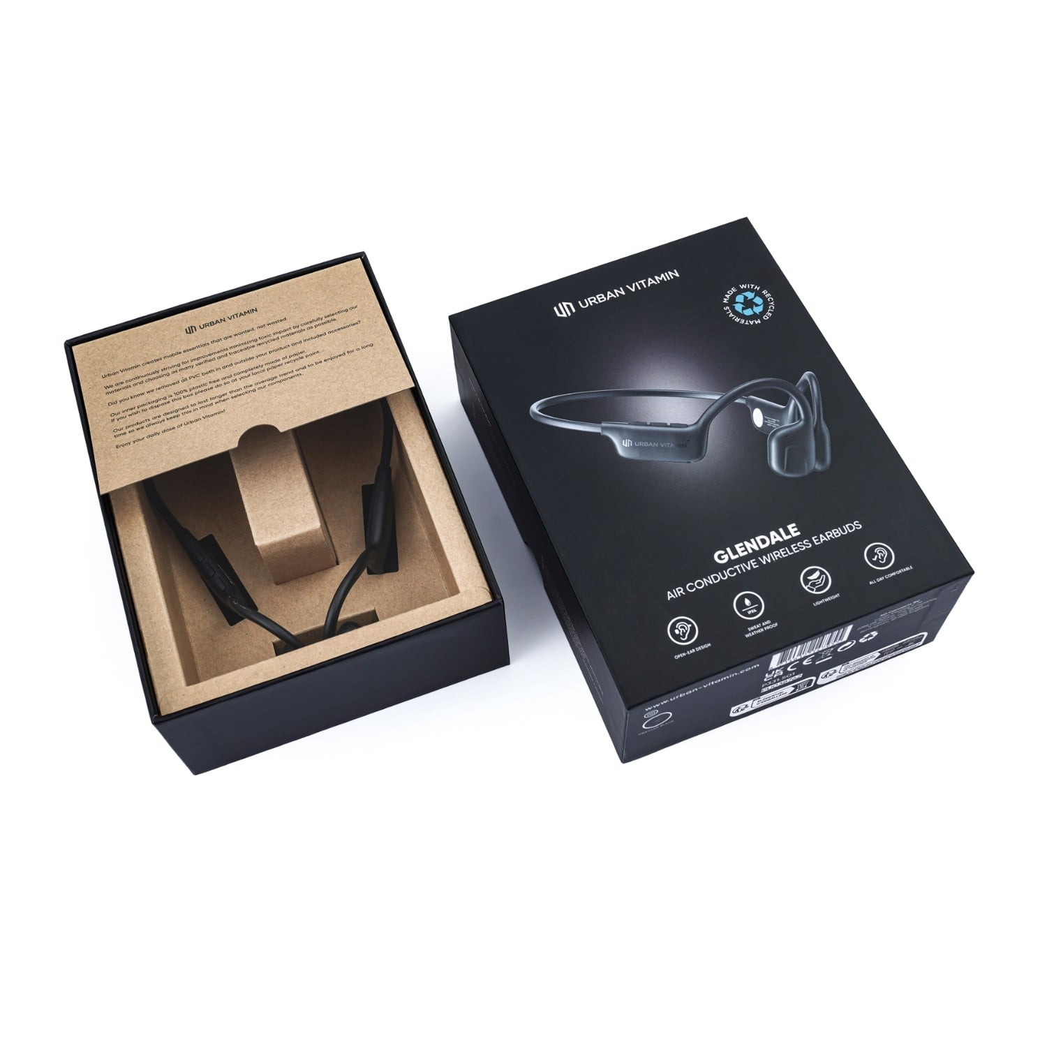 Casque sans fil open-ear – Bluetooth 5.3 | 10 h d'autonomie | IPX4 | Plastique recyclé