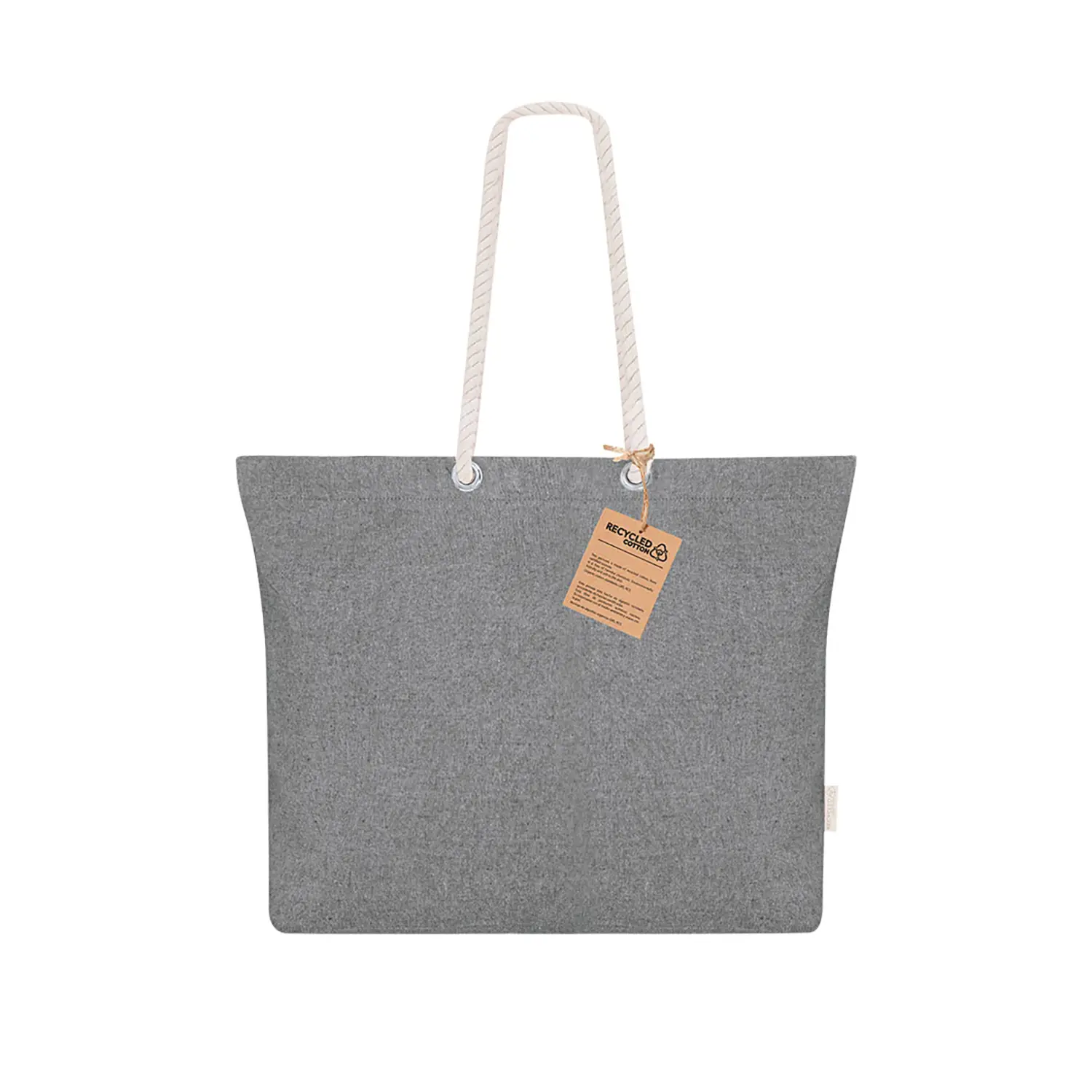 Tas Eco – Gerecycled katoen | 220 g/m² | Gevouwen bodem | Gevlochten handgrepen