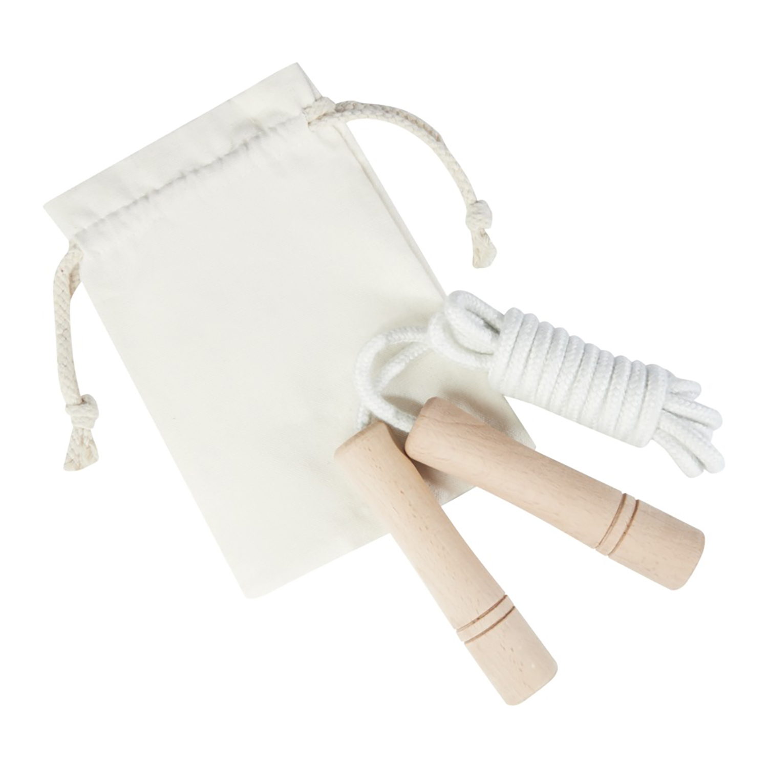 Corde à sauter en bois – Corde coton | Prise en main confortable | Pochette incluse | Fitness