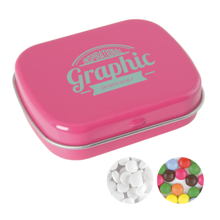 Scharnierblik Sem – Gevuld met Smarties | Metaal | Compact formaat | Verkrijgbaar in diverse kleuren