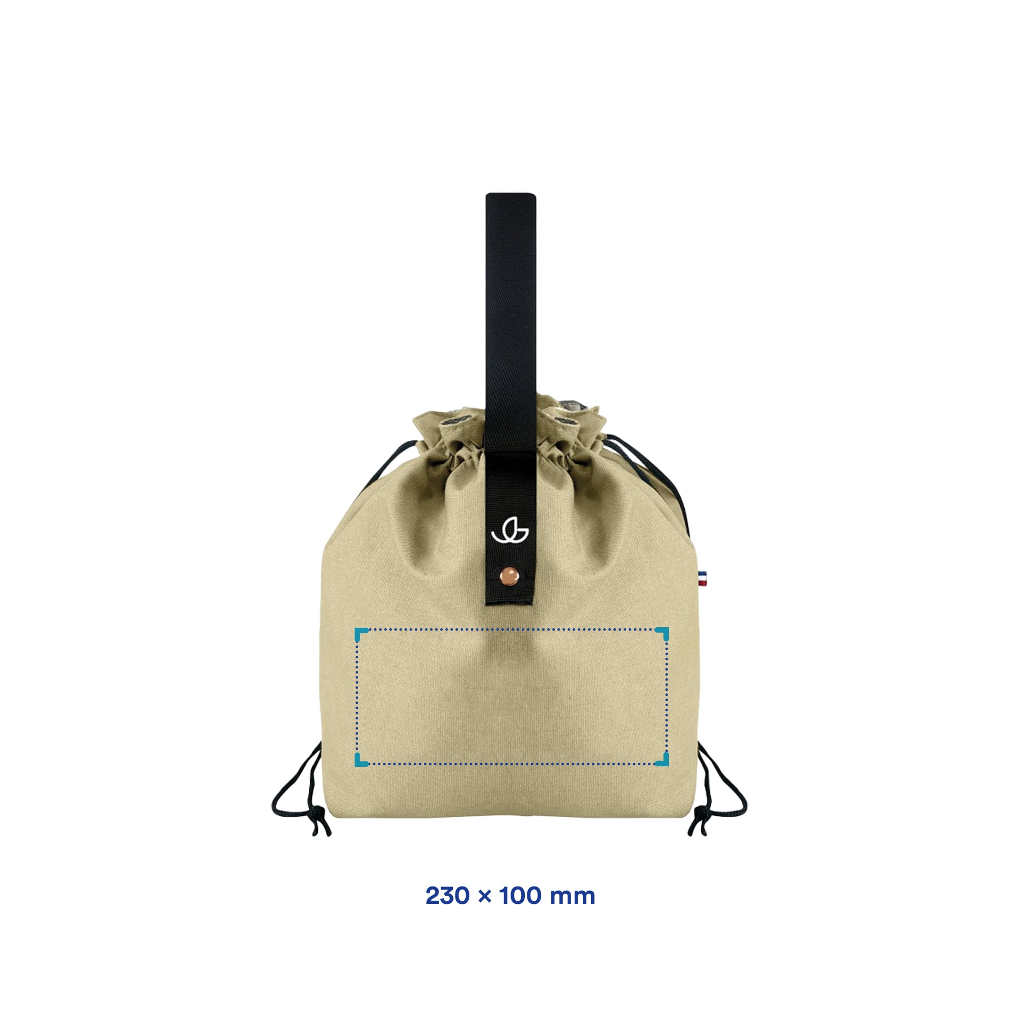 Borsa pranzo Goodjour cotone - 220 gr/m2| Prodotta in Francia | Cotone riciclato | Con chiusura a cordino