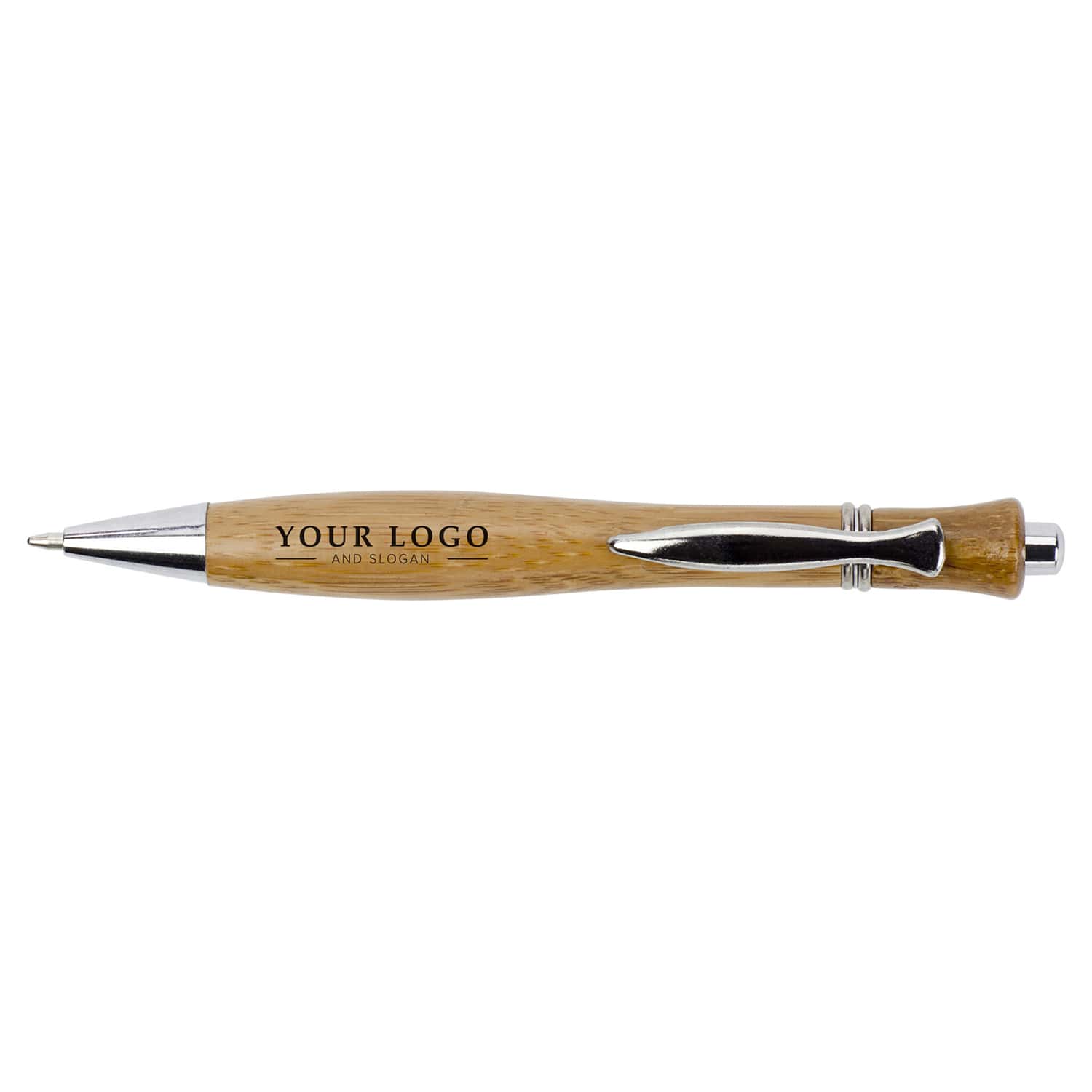 Stylo à bille - Bois | Accents métalliques | Impression jusqu'à 4 couleurs