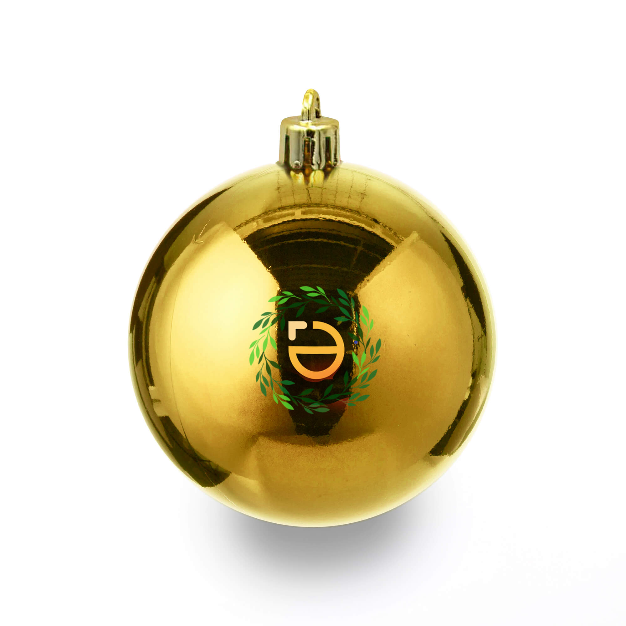 Kerstbal Eco – Glanzend | 80 mm | Gerecycled | Goud | Full-colour bedrukking