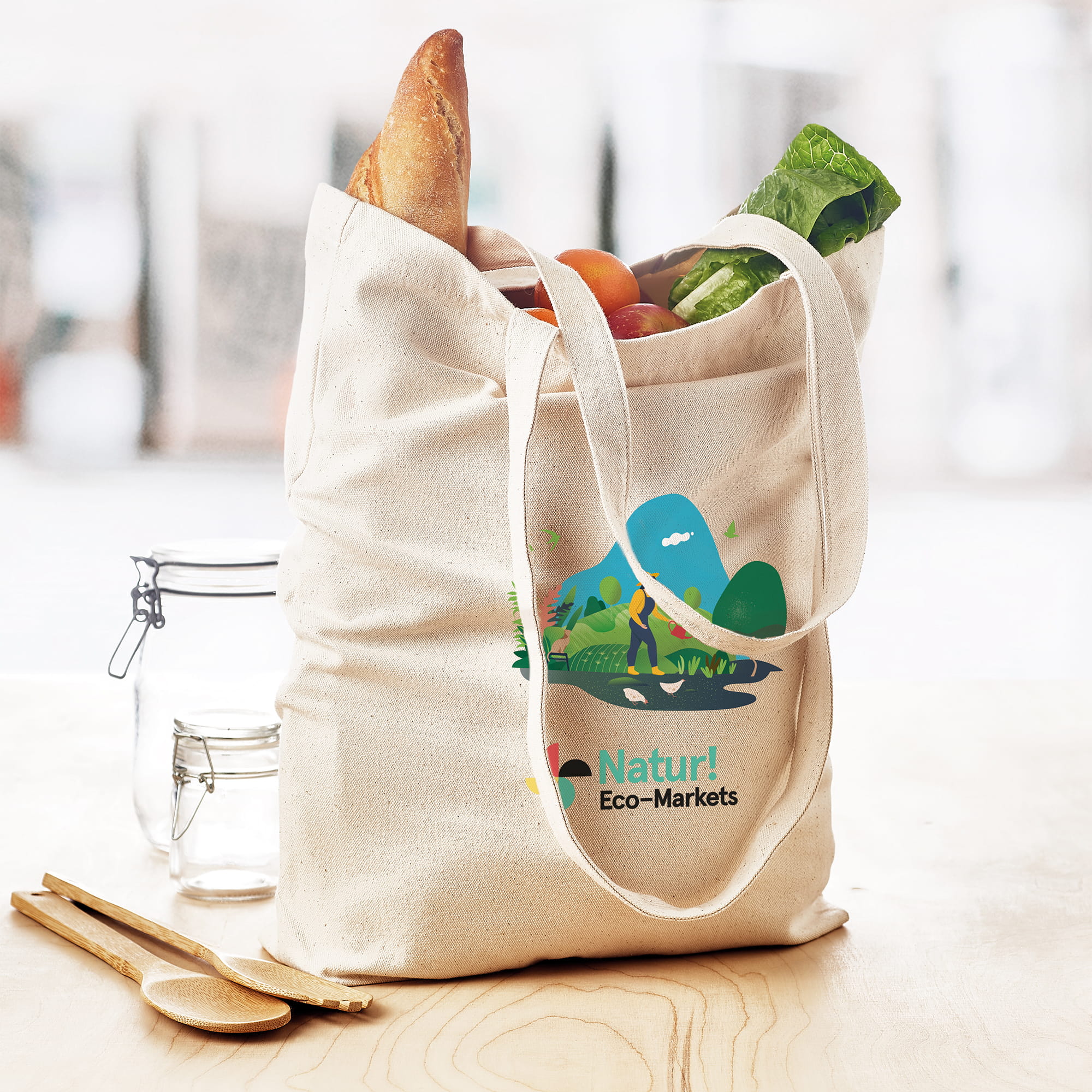 Sac en toile | 270 g/m² | Avec fond | Jusqu'à 4 couleurs d'impression