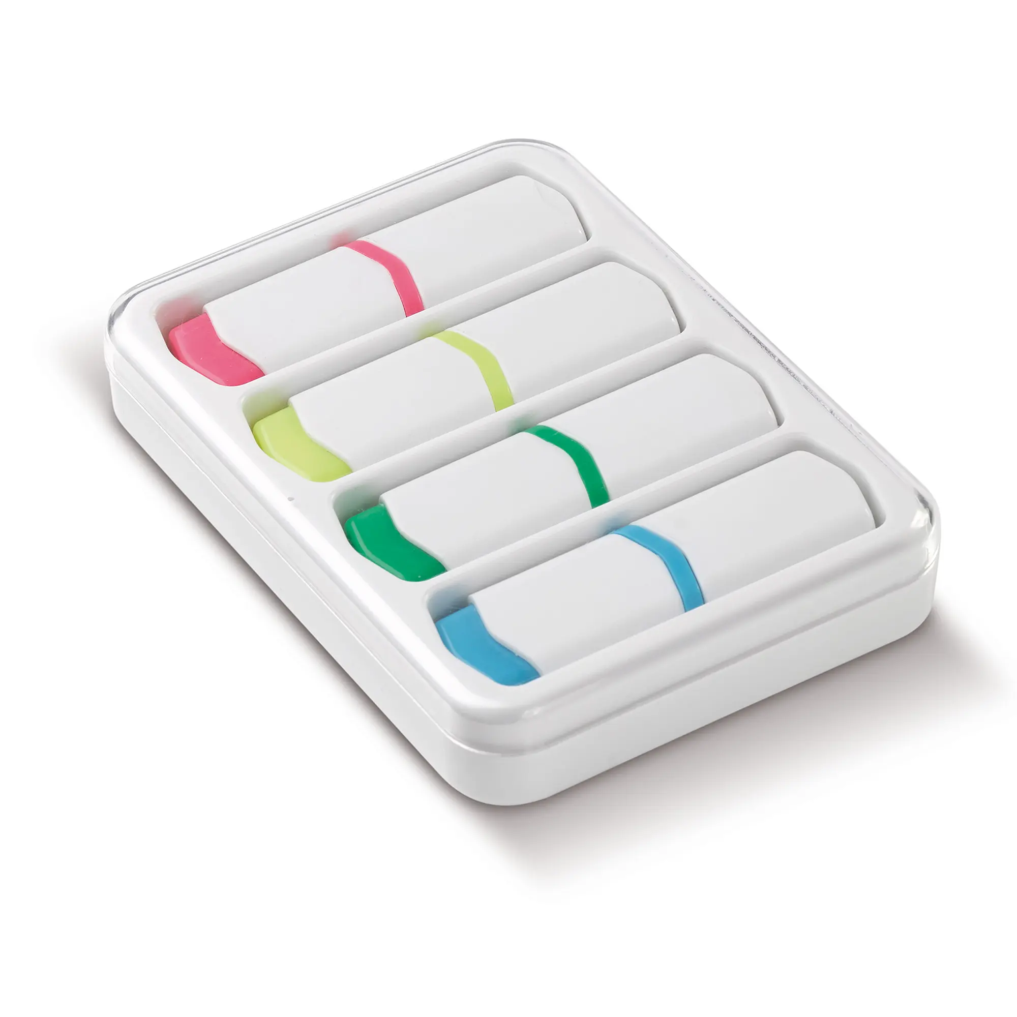 Mini-Textmarker-Set – 4 Stück | Kompakt | Leuchtende Farben | Im Etui