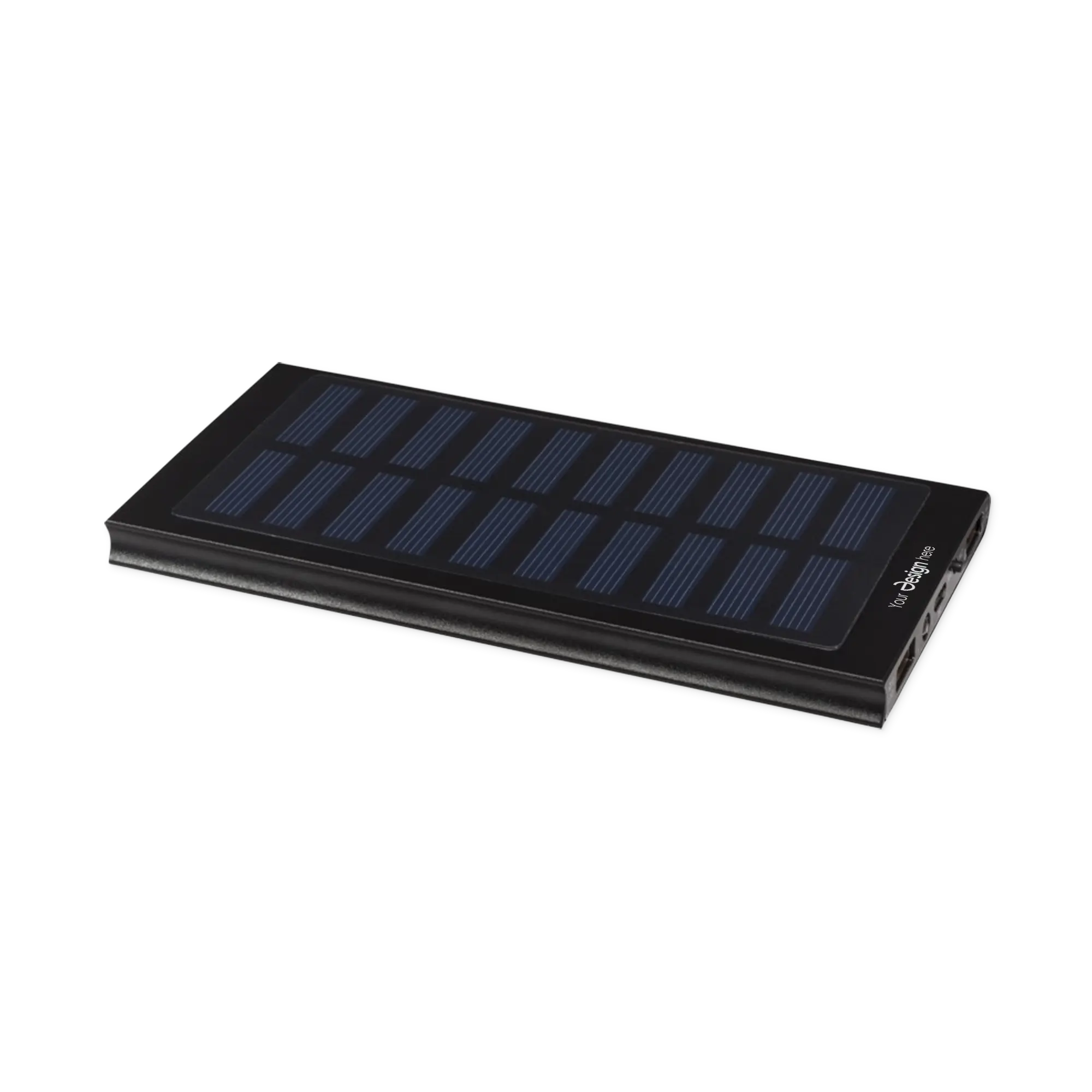 Solar-Powerbank – 8000 mAh | Aluminium | 2 USB-Anschlüsse | LED-Lampe