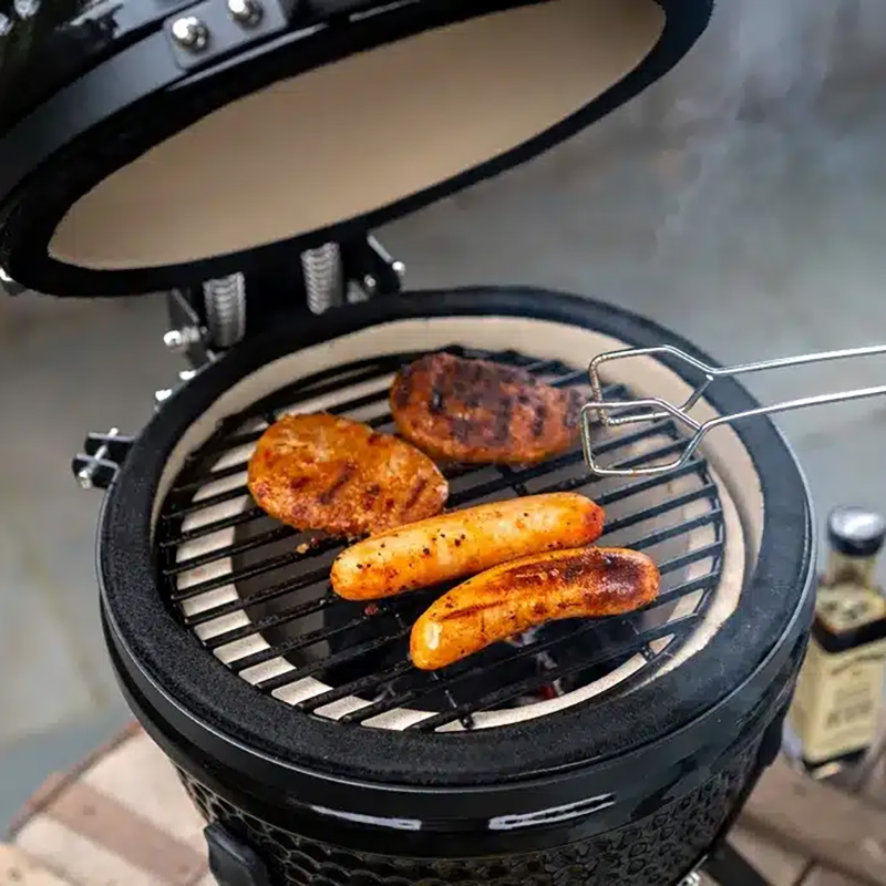 Barbecue Kamado en céramique noire – 13 pouces | Format compact | Poignée gravée | Thermomètre intégré